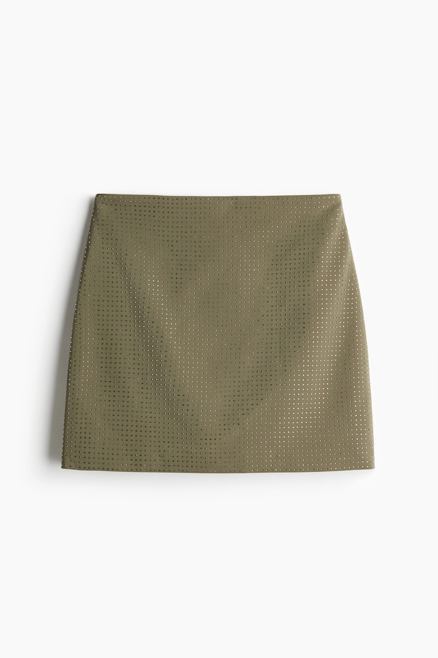 Rhinestone Studded Mini Skirt - Khaki green - 2