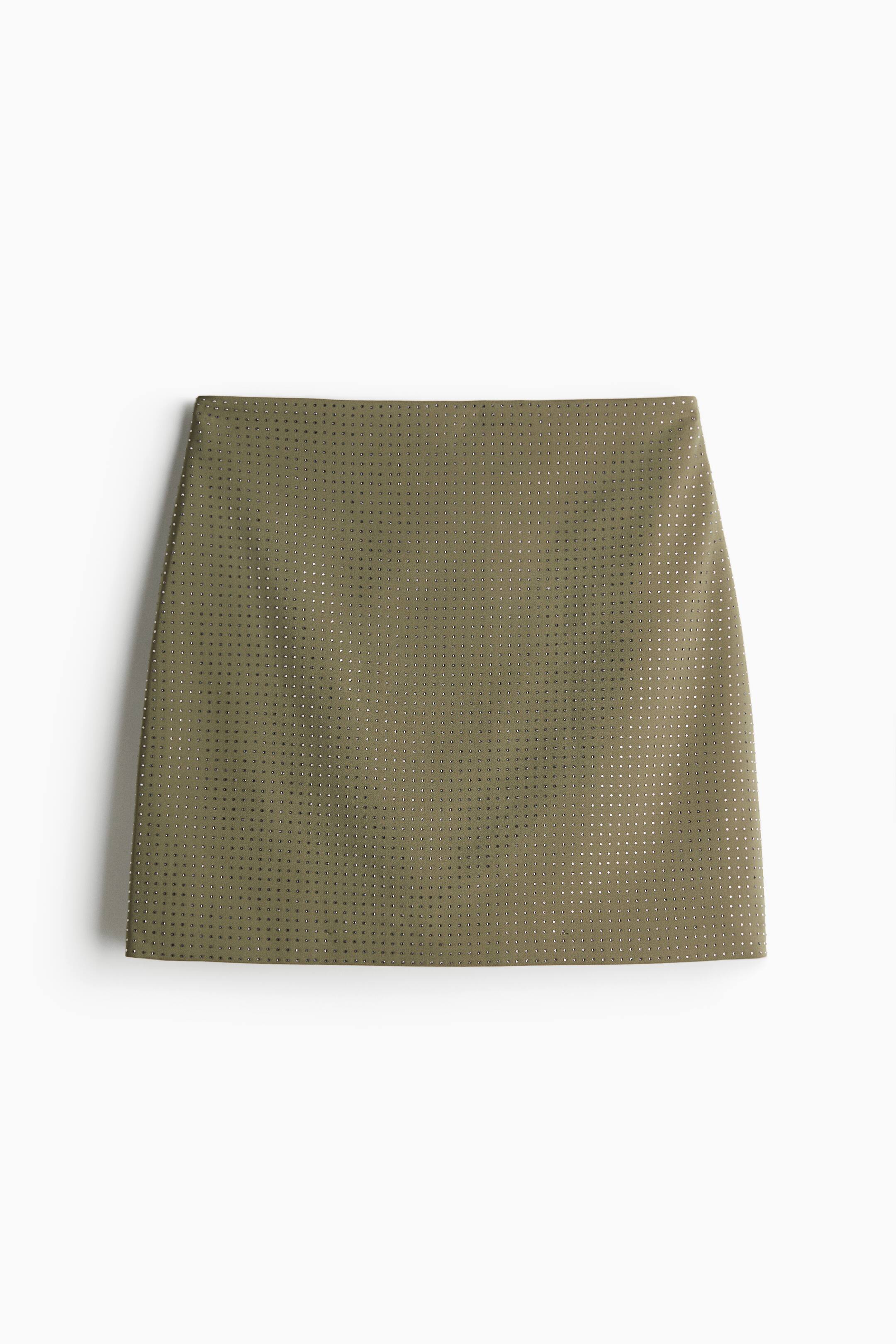 View larger image: Rhinestone Studded Mini Skirt - Khaki green - Ladies | H&M AU 1