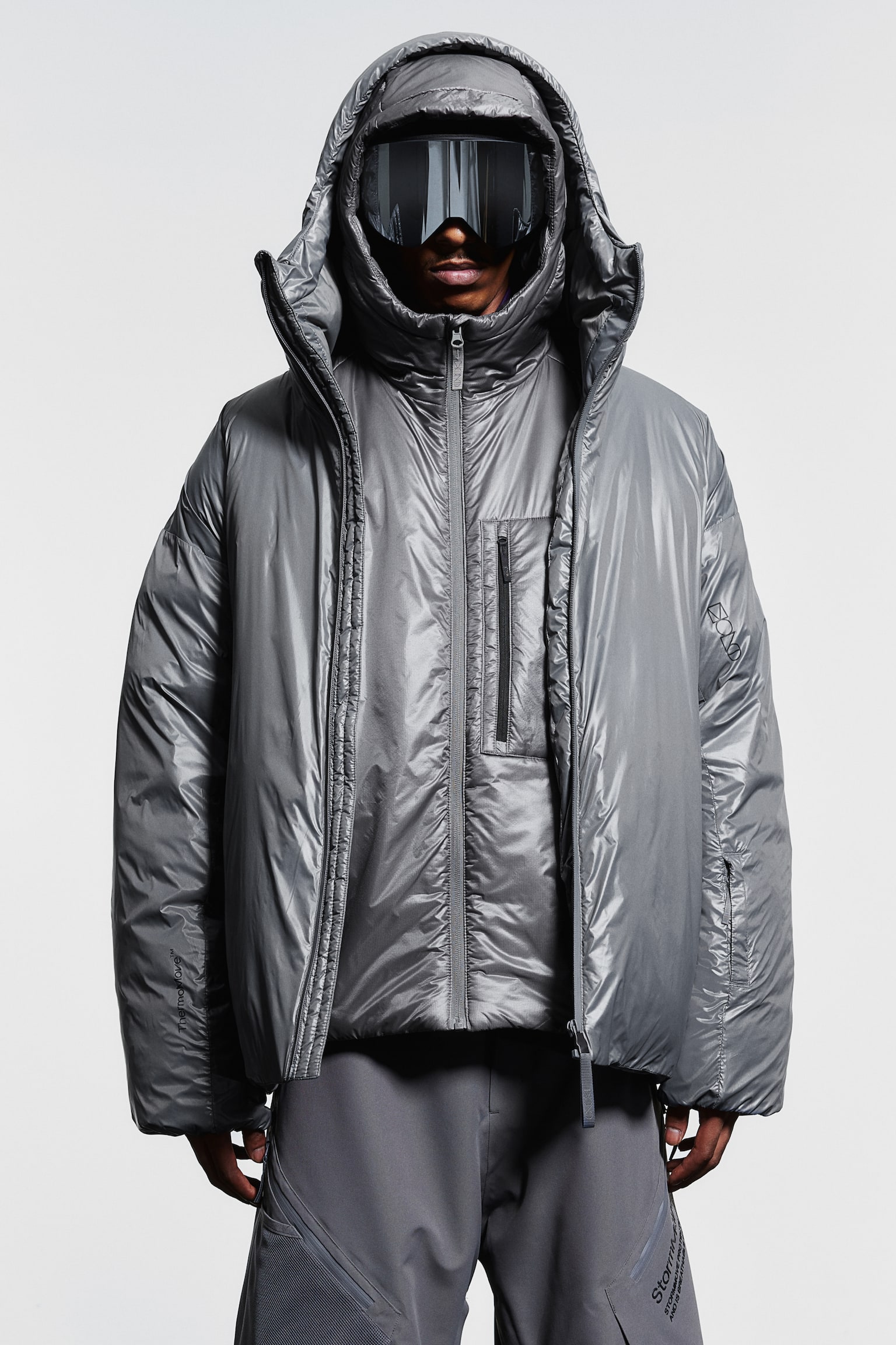 Down puffer ski jacket in ThermoMove™ - Dark grey/Black - 1