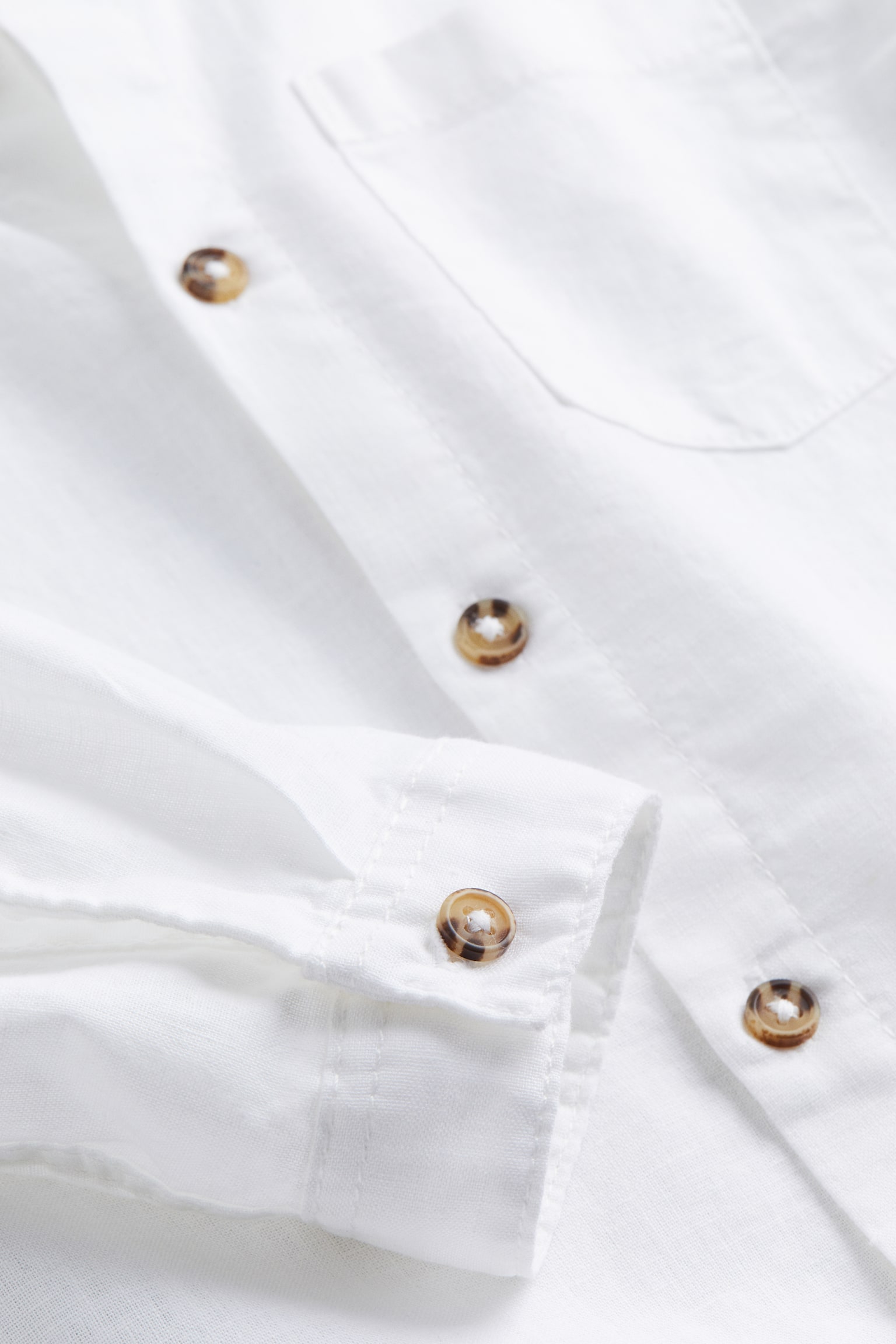 Linen-blend grandad shirt - White - 3