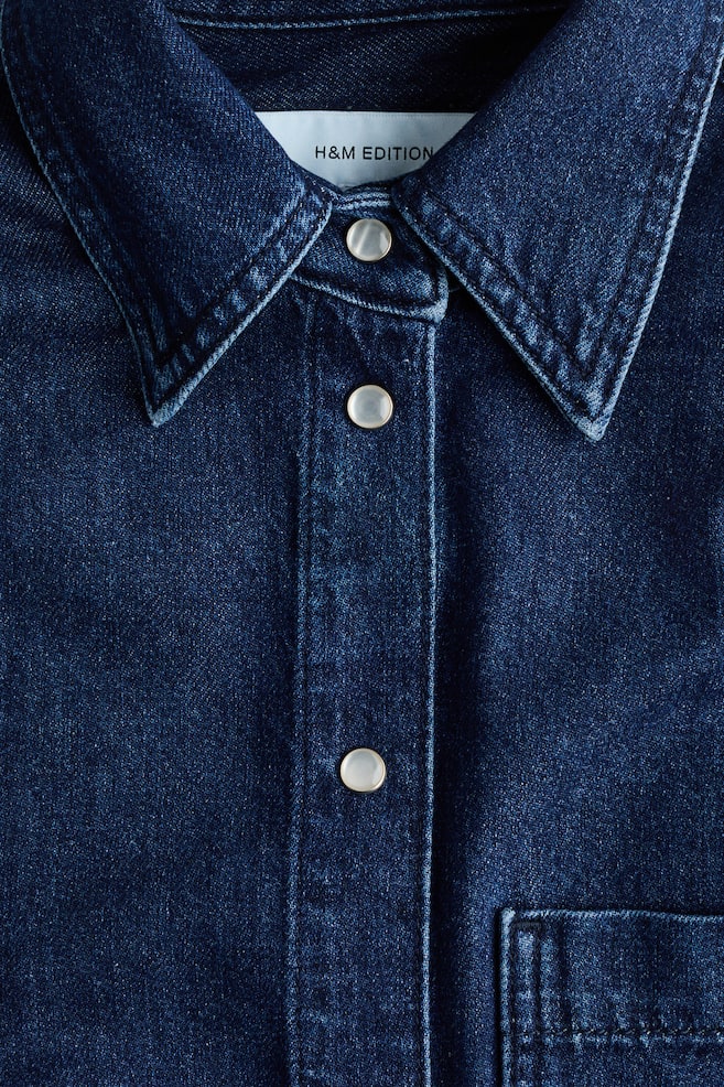 Shoulder-pad denim shirt - Denim blue - 4