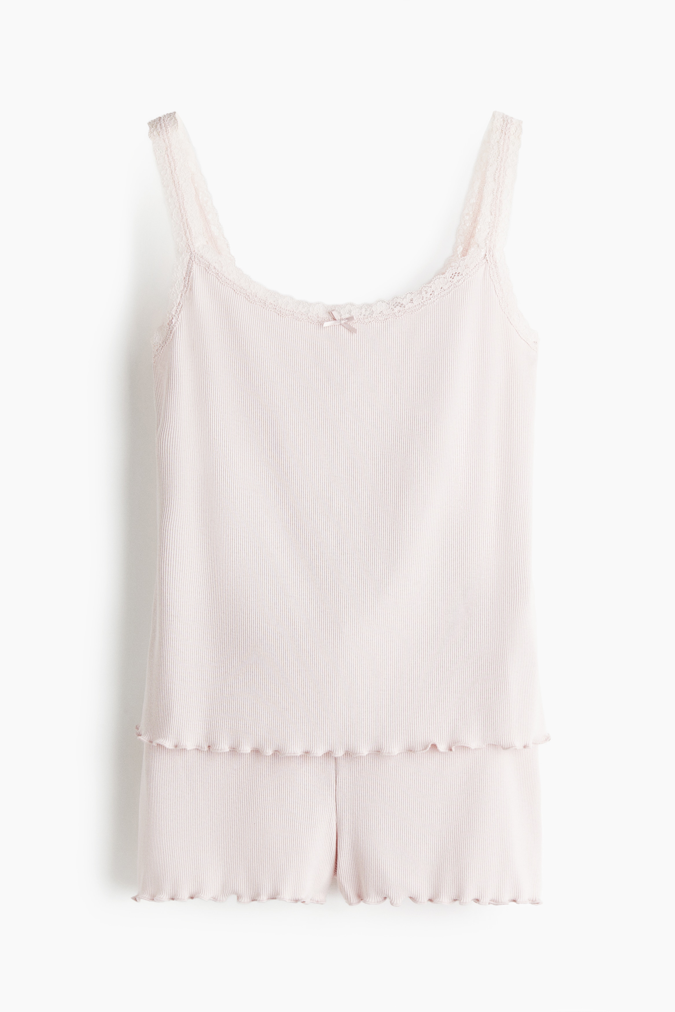 Rib Pyjama Set - Powder pink/Light grey green/Cream/Pink floral/Cream/Floral