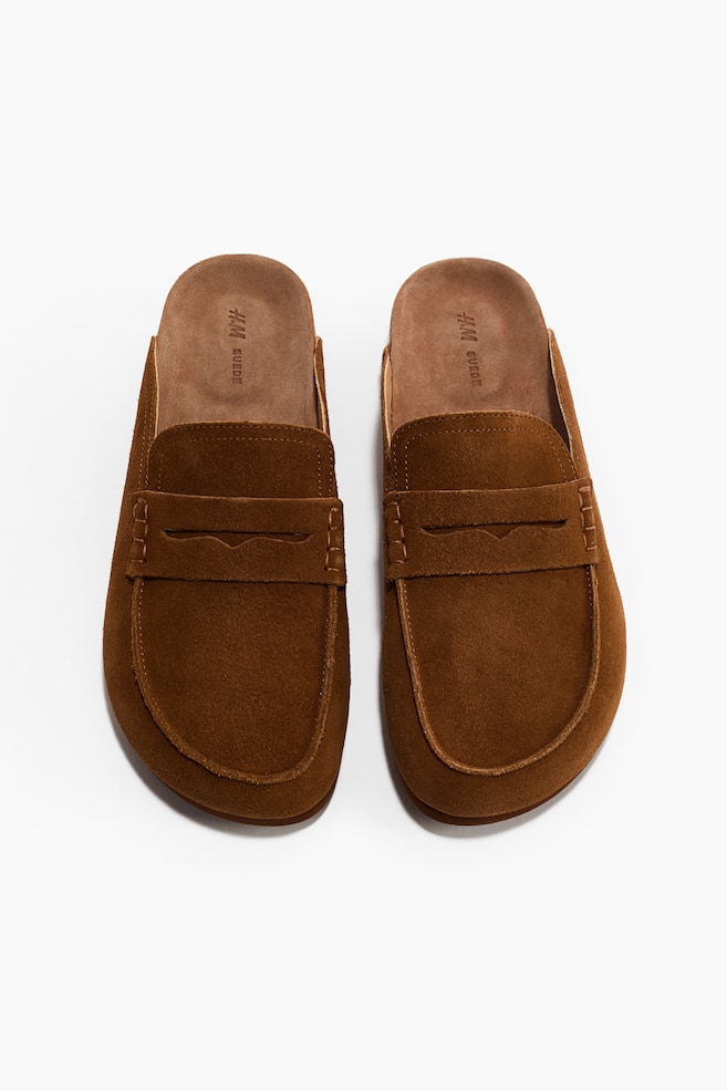 Pennyloafer-Pantoletten aus Leder - Braun/Weiß/Kuhfellmuster - 1