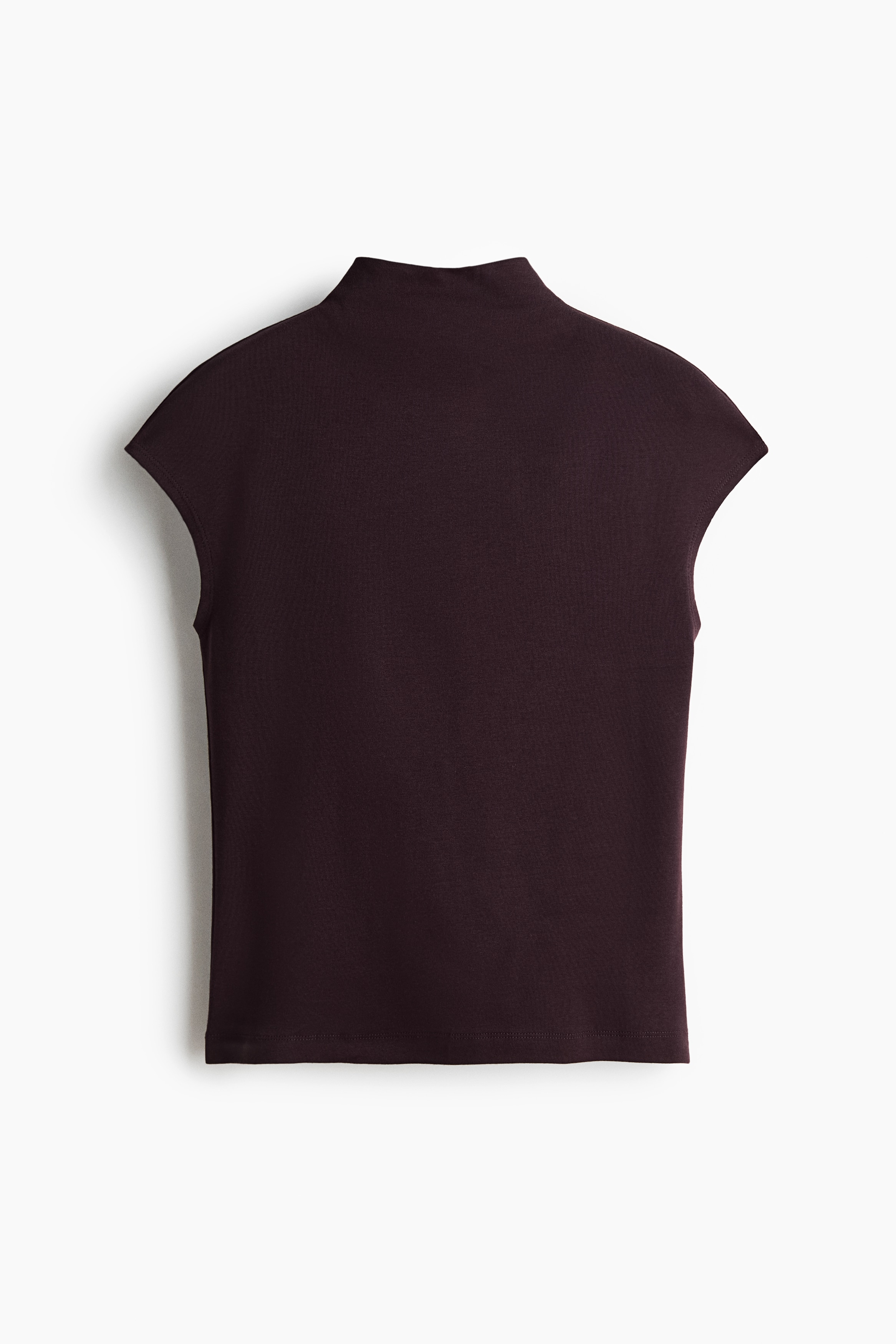 Stand-Up Collar Jersey Top - Dark purple/Black/Cream