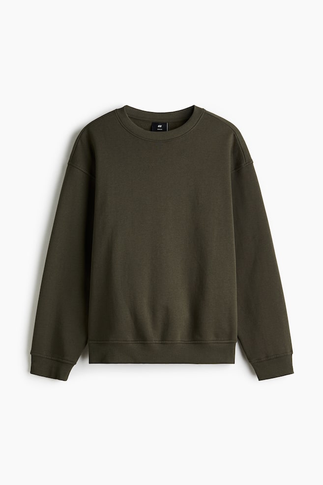 Loose-Fit Sweatshirt - Green/Dark blue/Gray melange/Dark gray/Green/Light blue/Dusty khaki green/Pink/Black/White - 1