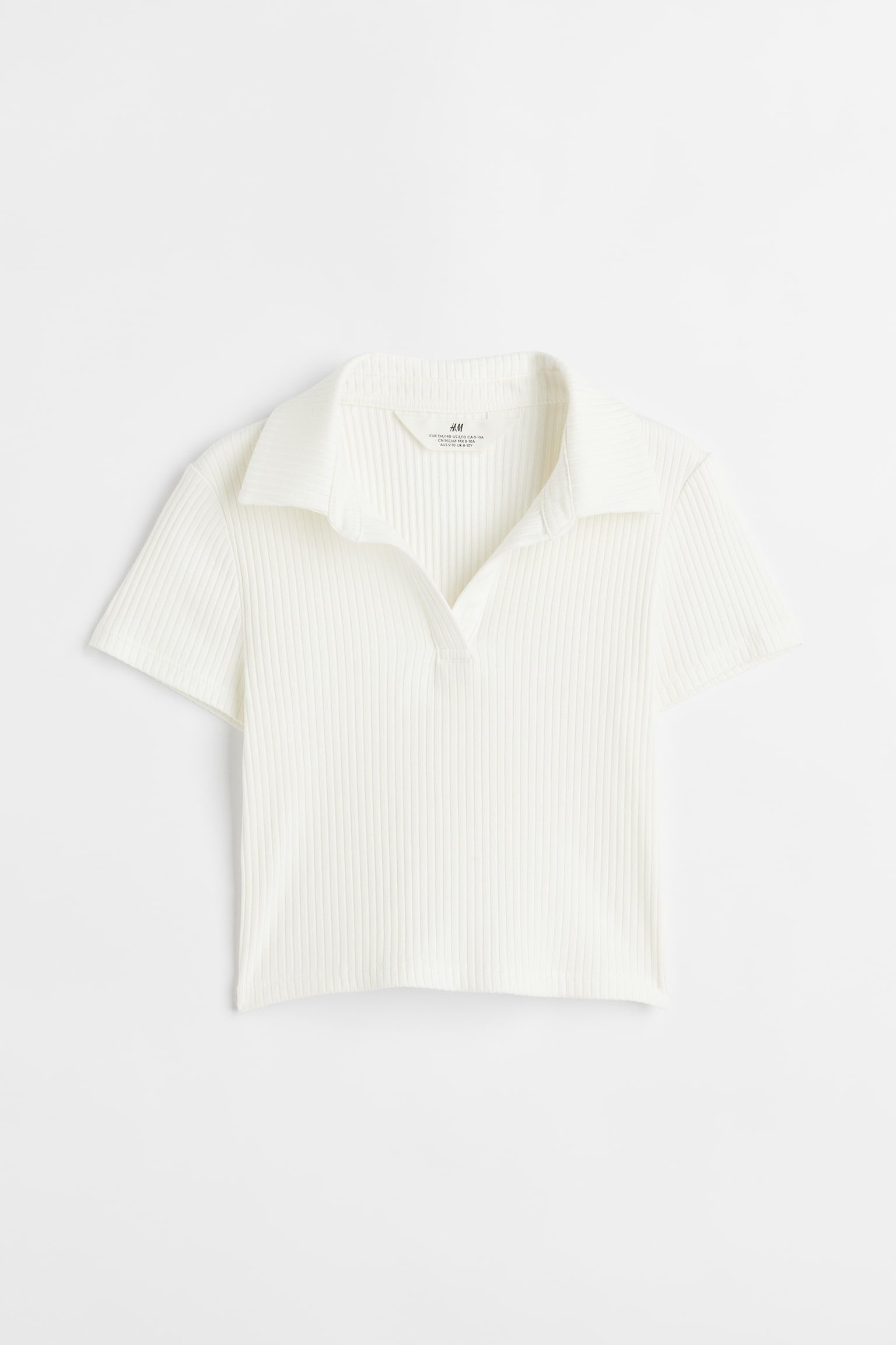 襟付きリブTシャツ - ホワイト