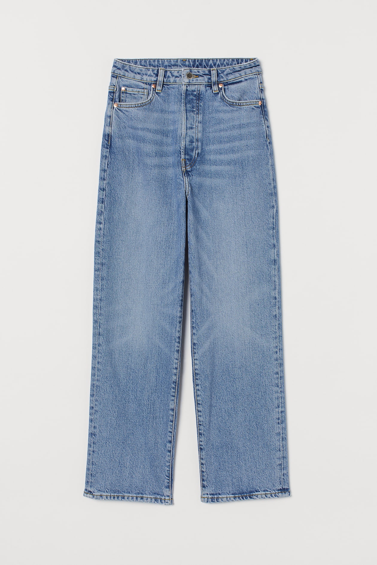 Vintage Straight High Jeans - High waist - Ankle length - Light denim ...