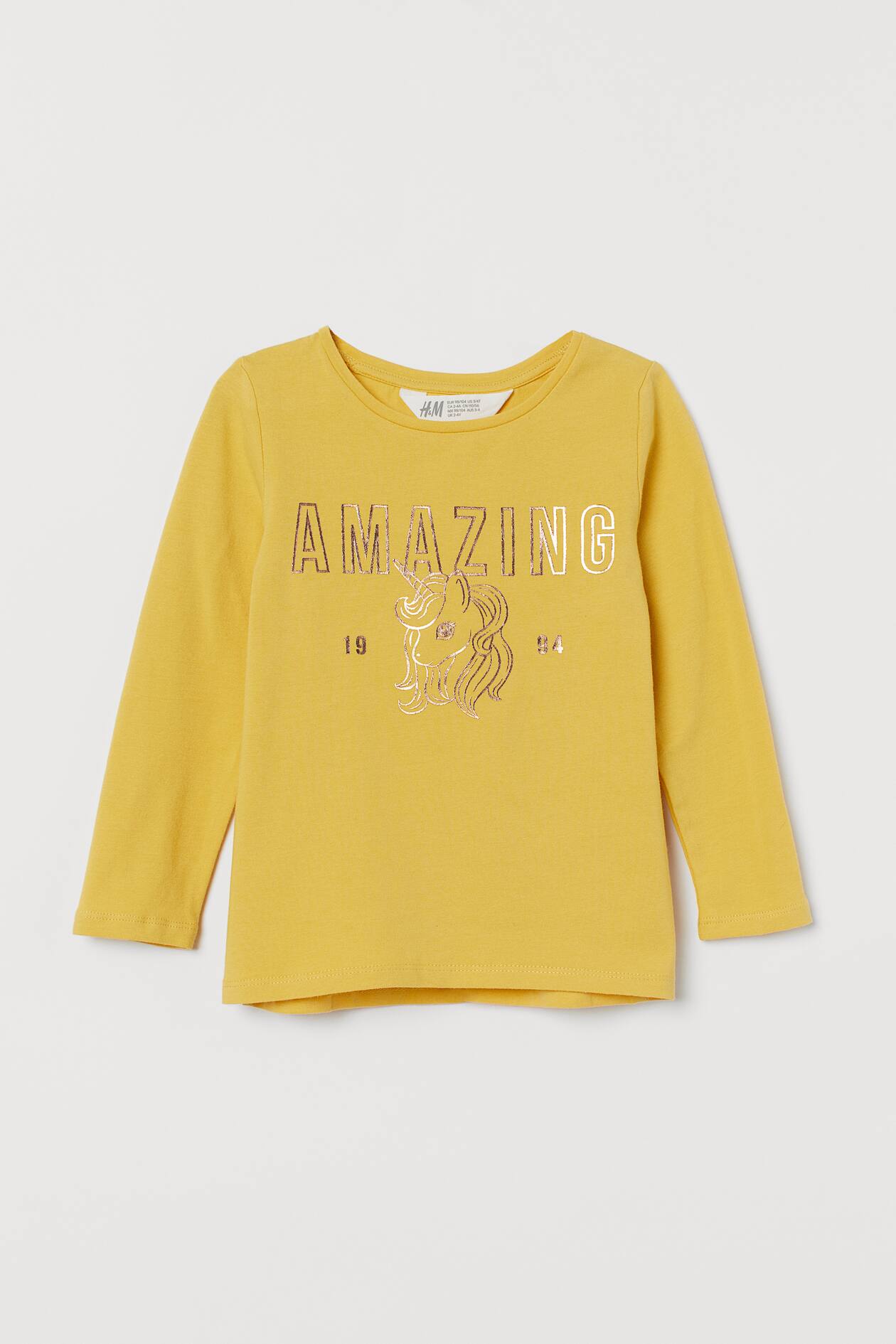 Printed Cotton Shirt - Round Neck - Long sleeve - Yellow/Amazing - Kids ...