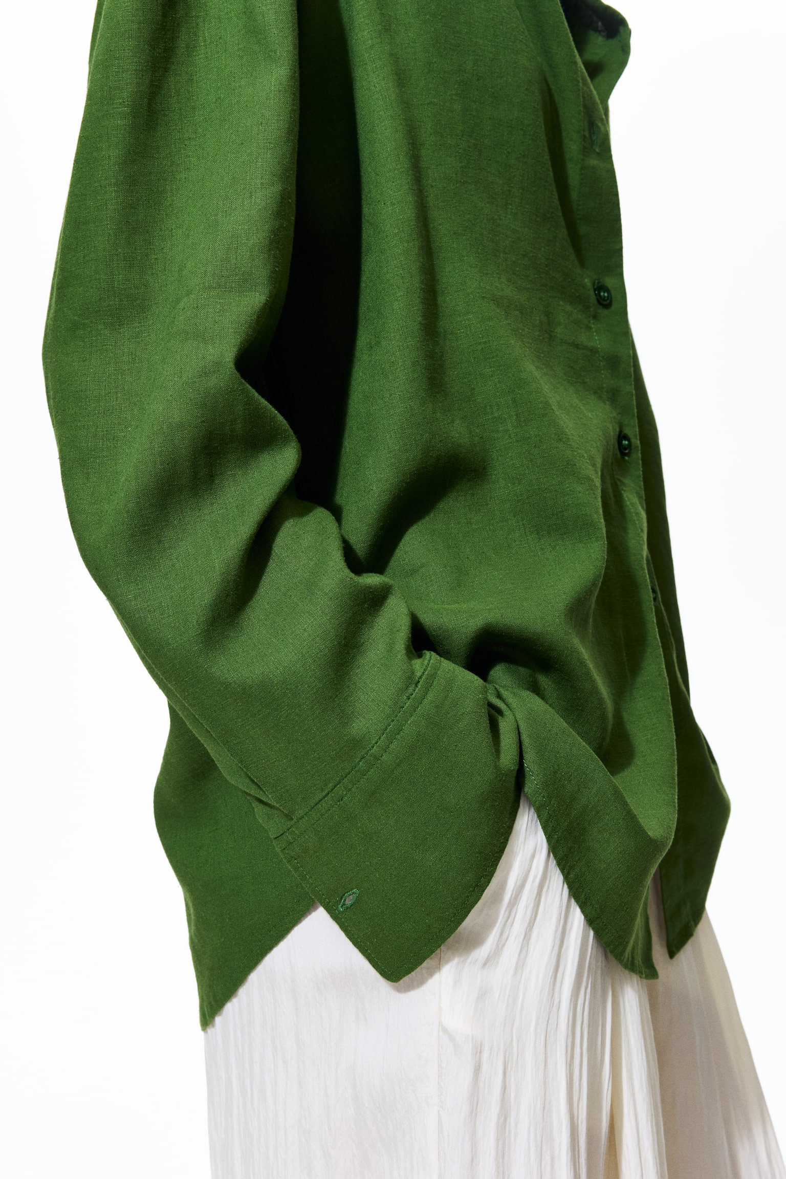 Oversized linen-blend shirt - Green/Light pink/Blue/Blue/Striped - 6