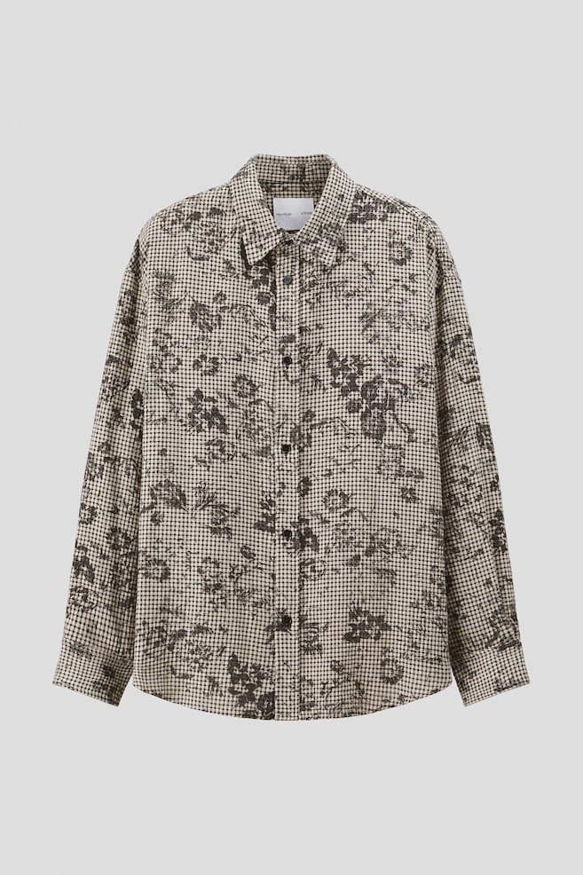 Loose-Fit Shirt - Beige/checked - 1
