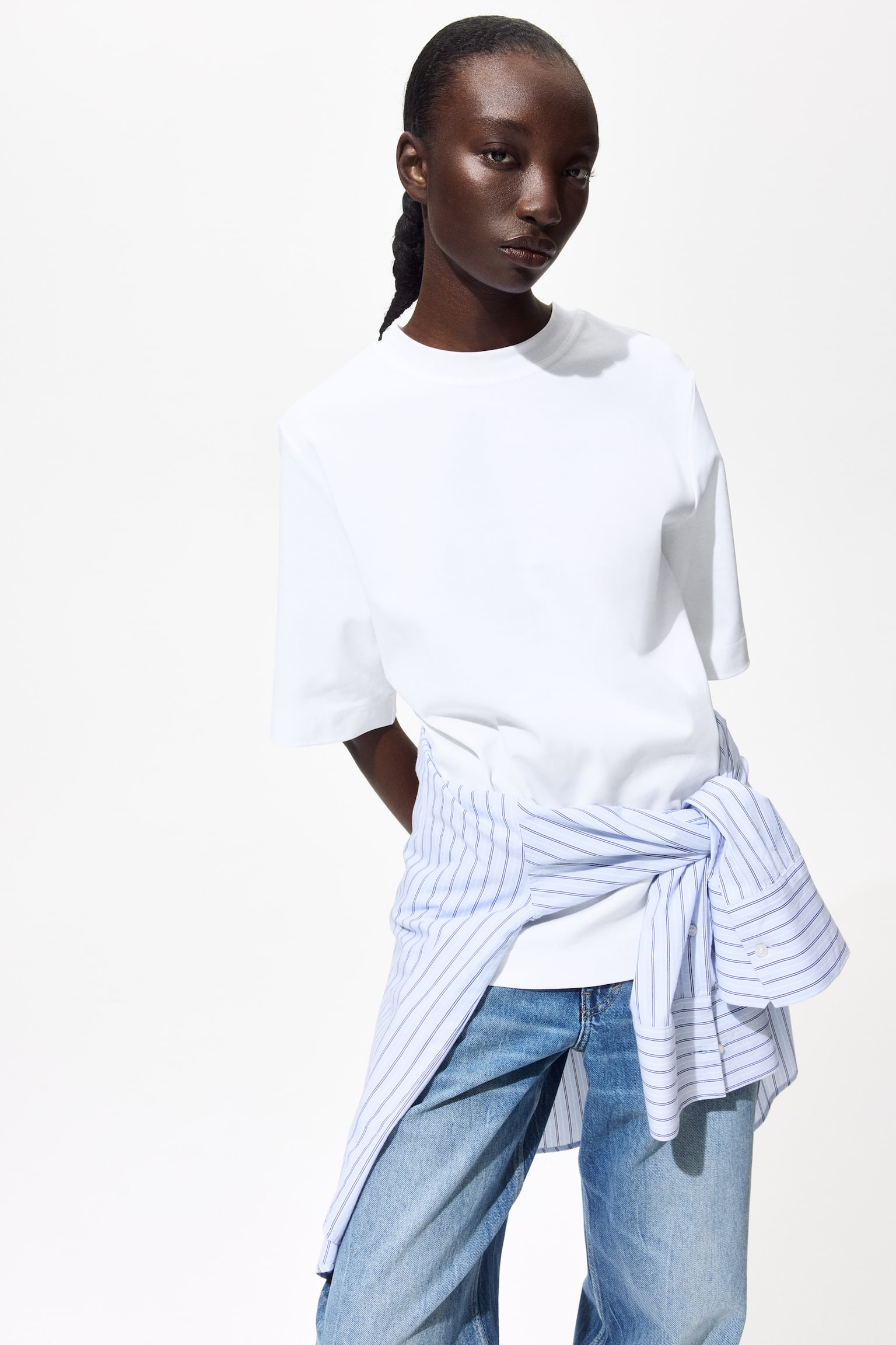 T-shirt en coton pima - Blanc/Noir - 2
