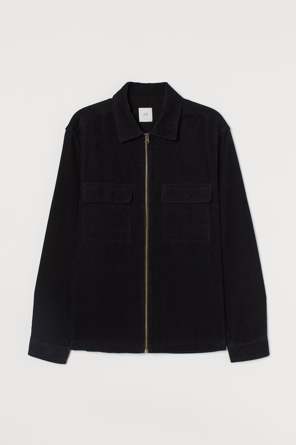 Corduroy Shirt Jacket - Long sleeve - Black - Men | H&M US