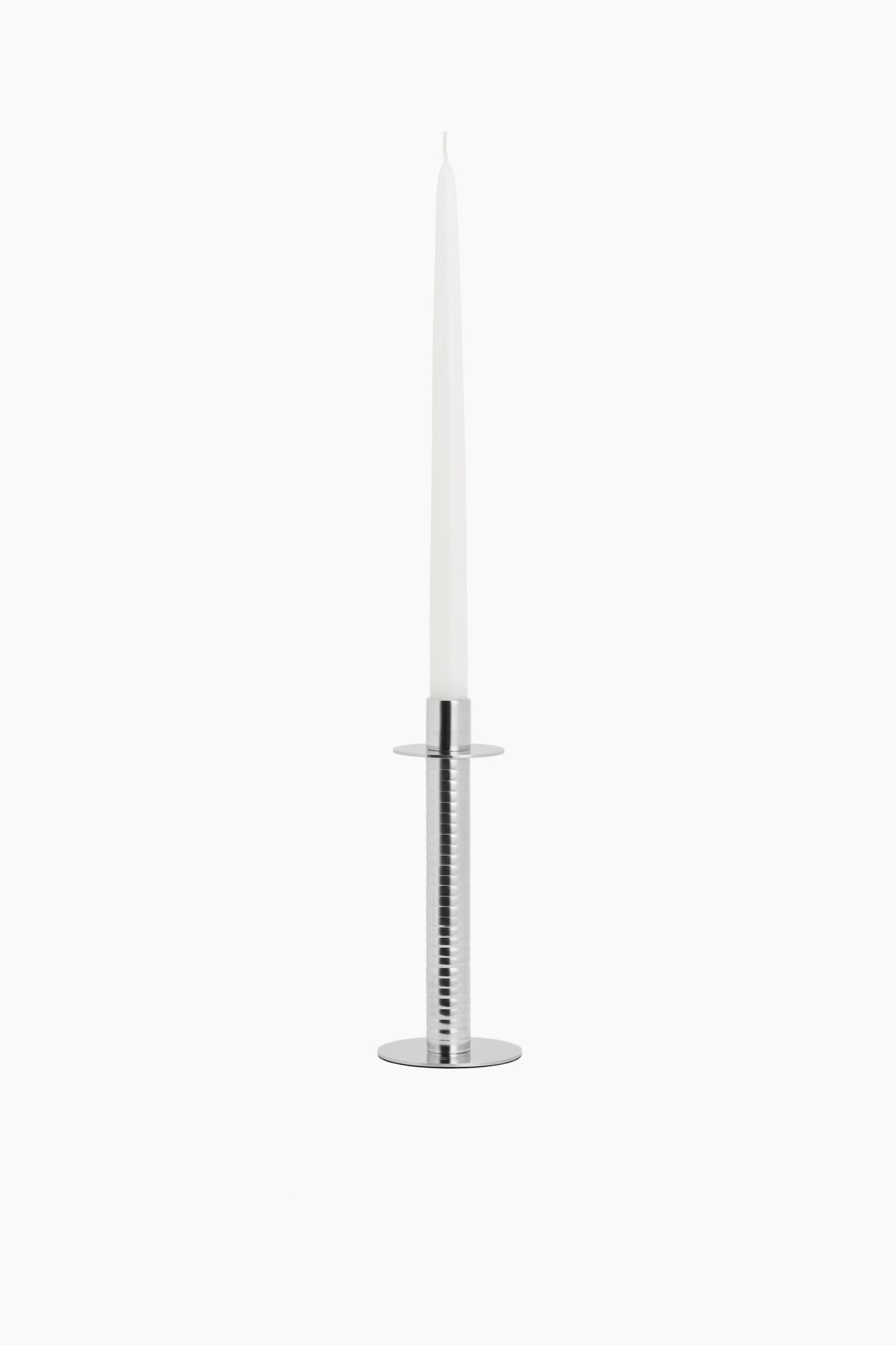 Tall stainless steel candlestick - Zilverkleurig