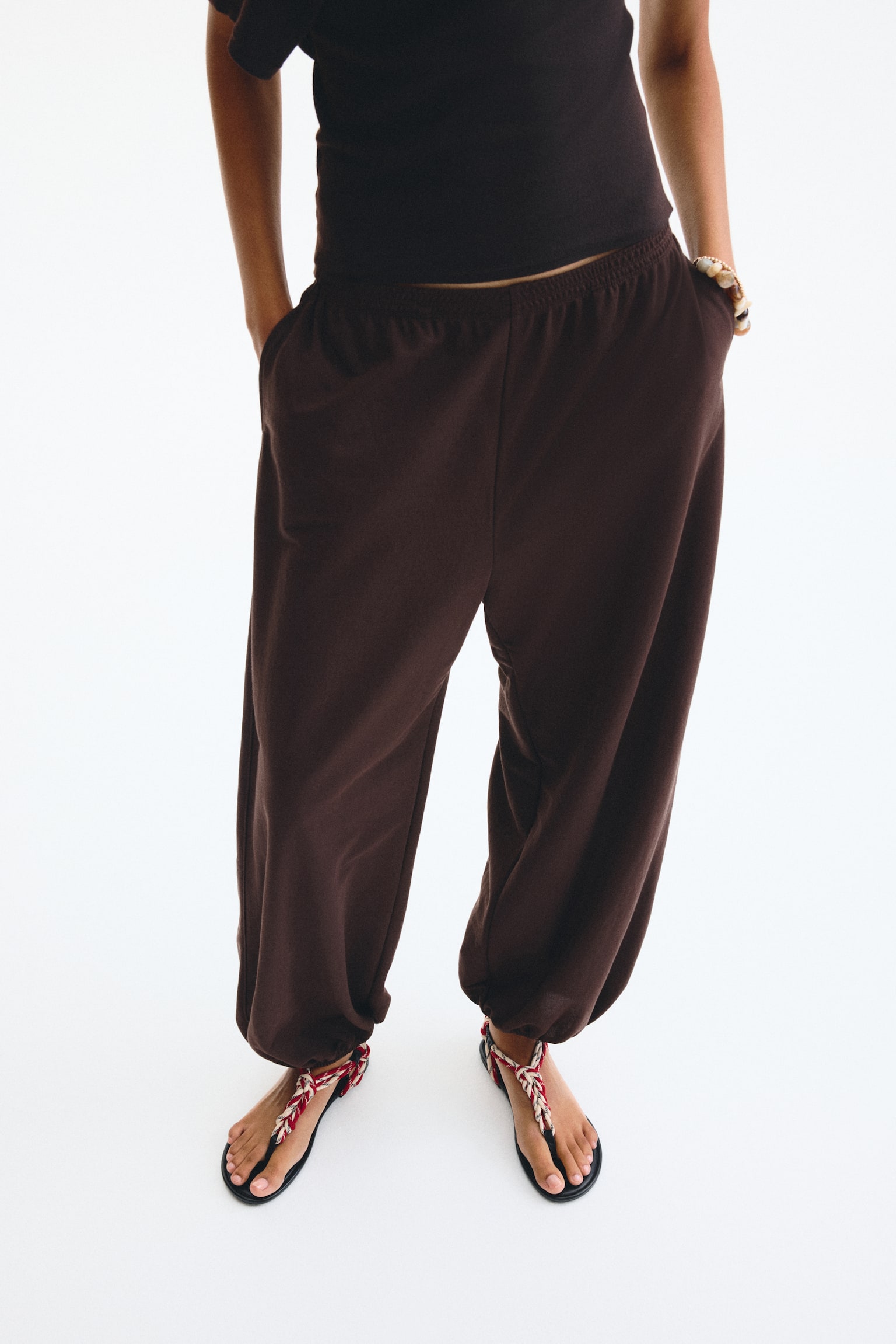 Balloon-leg joggers-Dark brown - 4