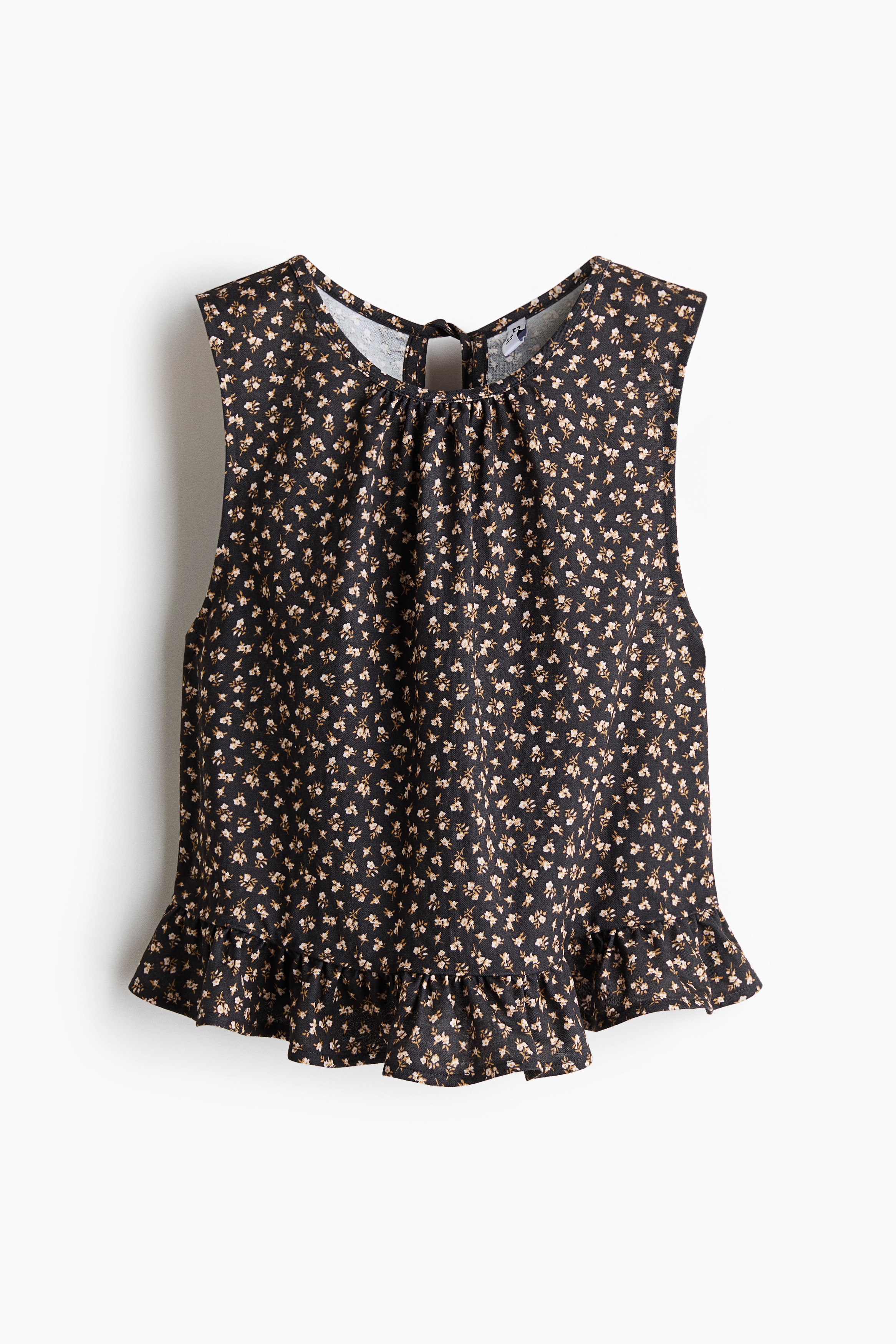 Áo viền diềm nhún - Màu xám đậm/Hoa/Màu vàng/Màu kem/Chấm bi