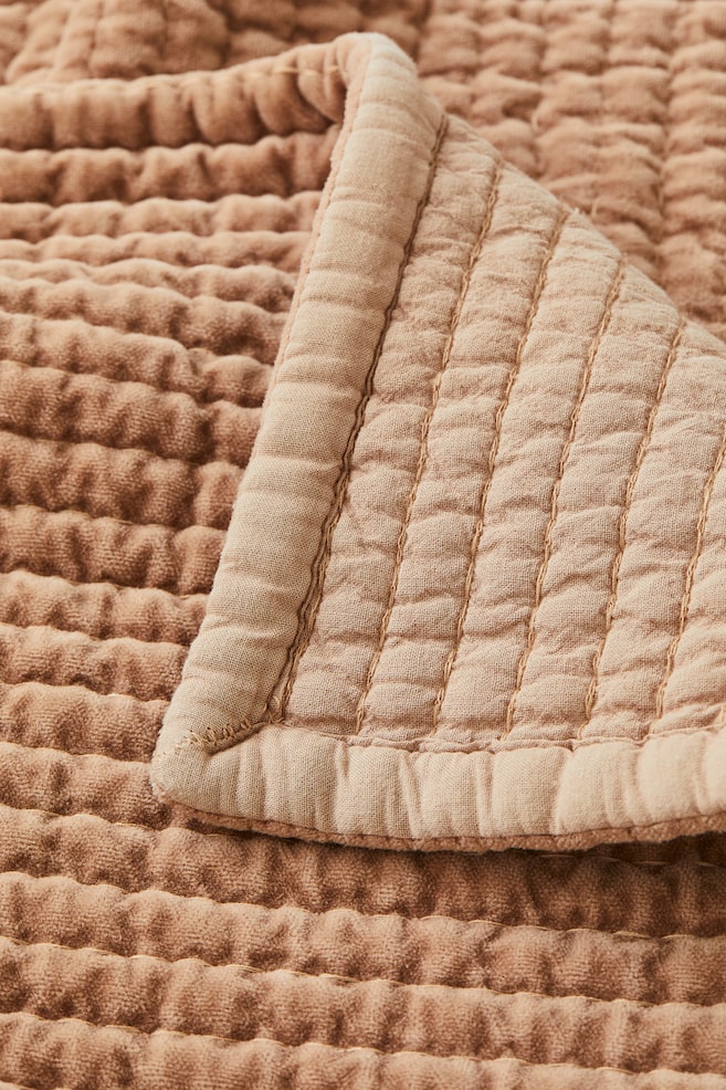 Quilted velvet bedspread - Mocha beige - 3