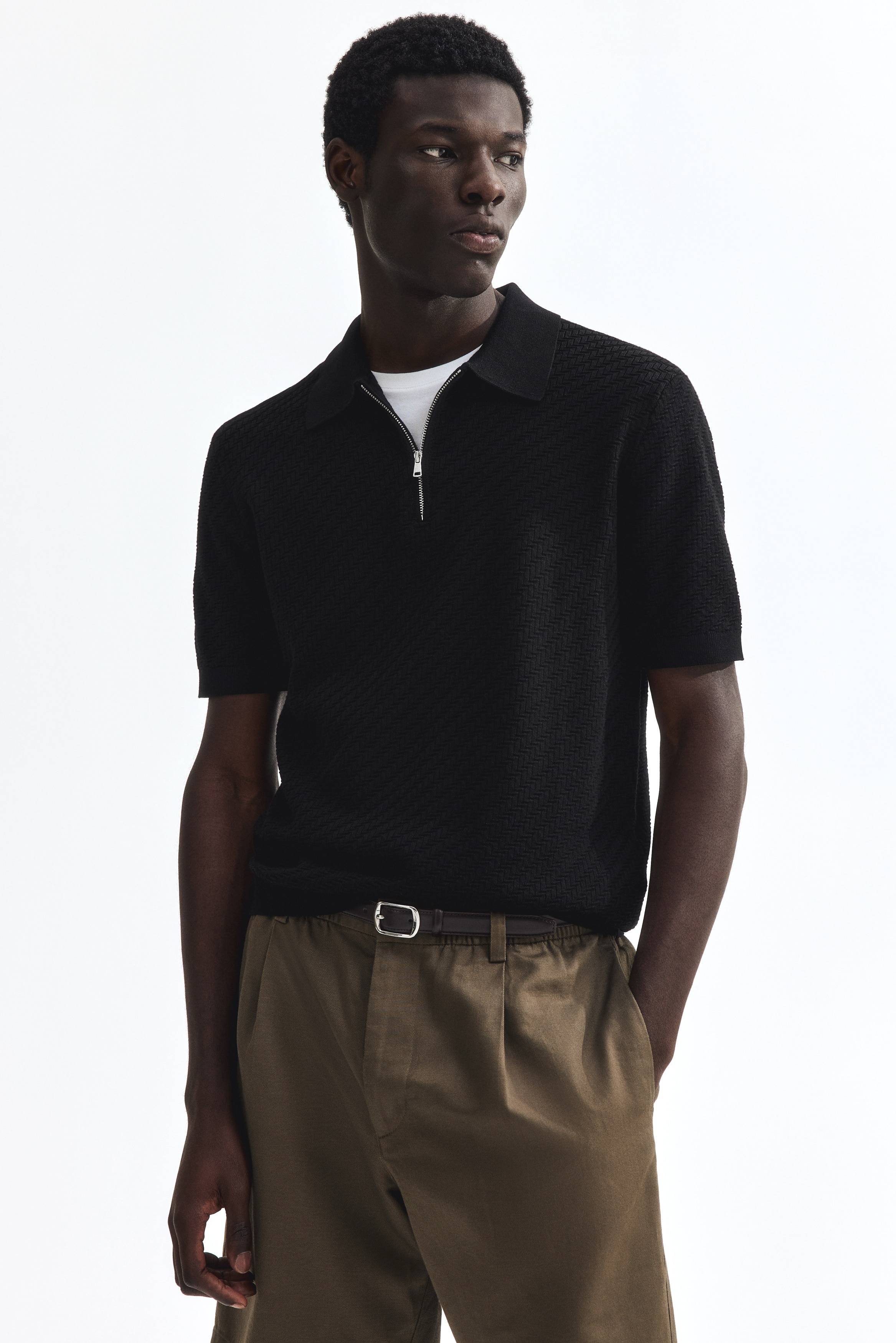 Slim-Fit Textured Polo Shirt from H&M - $28.99