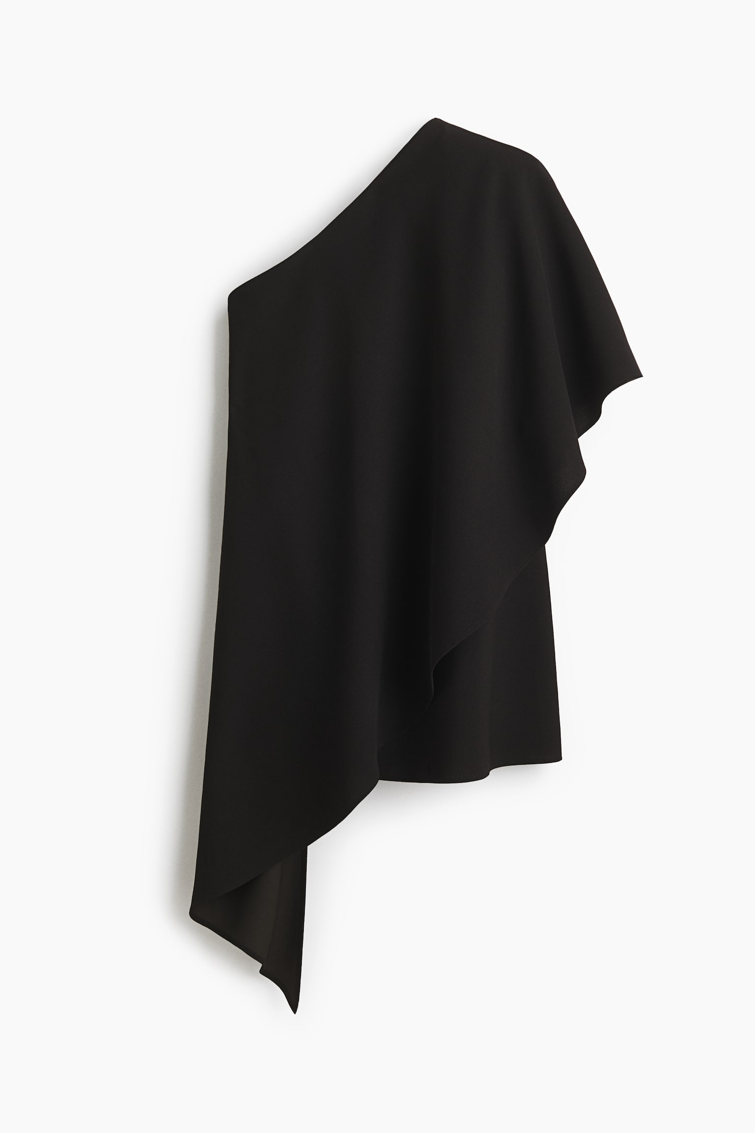 One-shoulder cape top - Black - 1