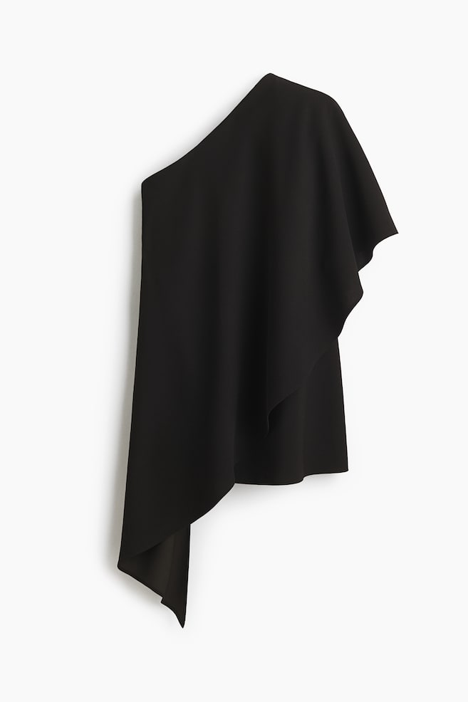 One-Shoulder-Capeshirt - Schwarz - 1