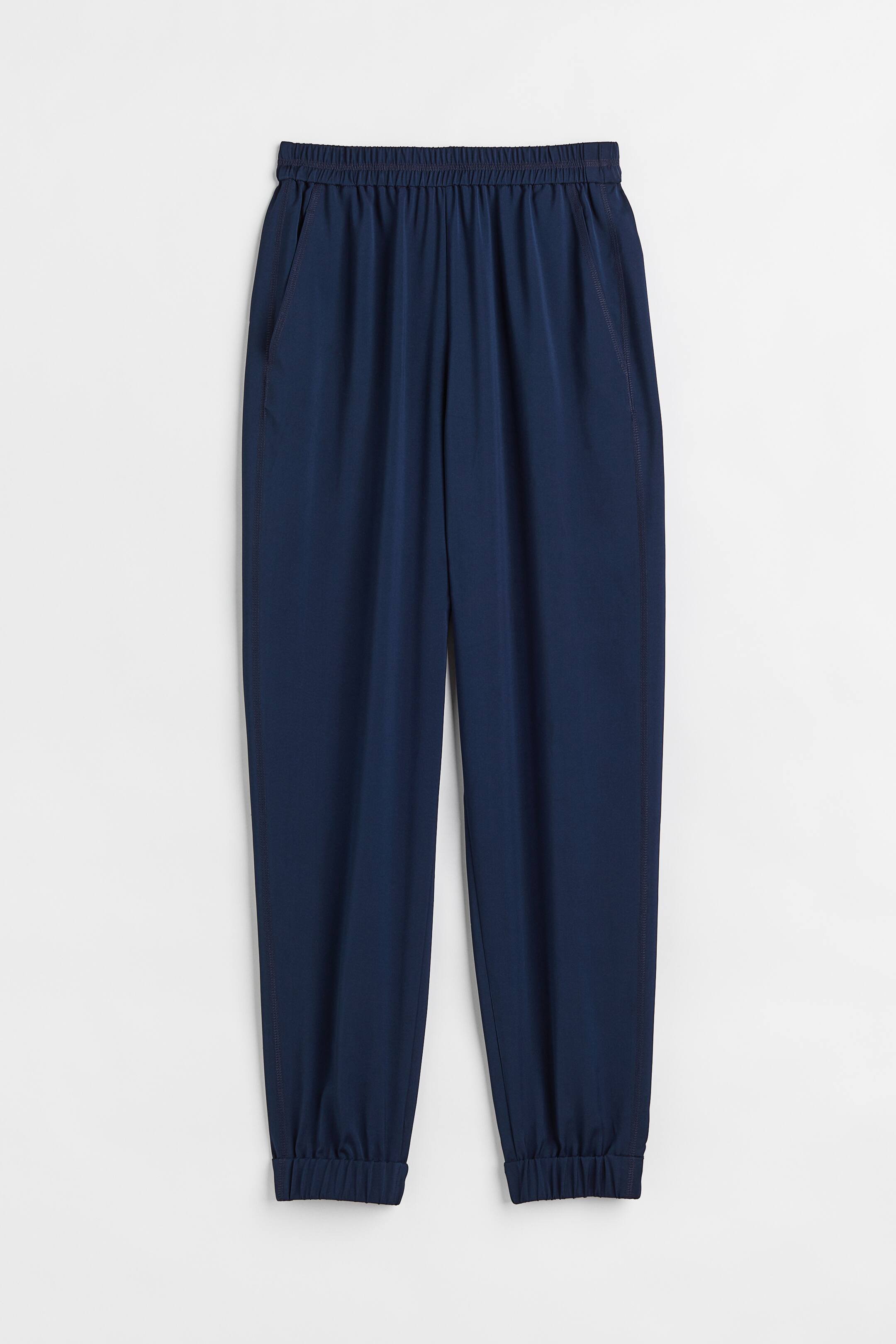 查看大圖: 真絲混紡慢跑褲 - 深藍色 - Ladies | H&M 1