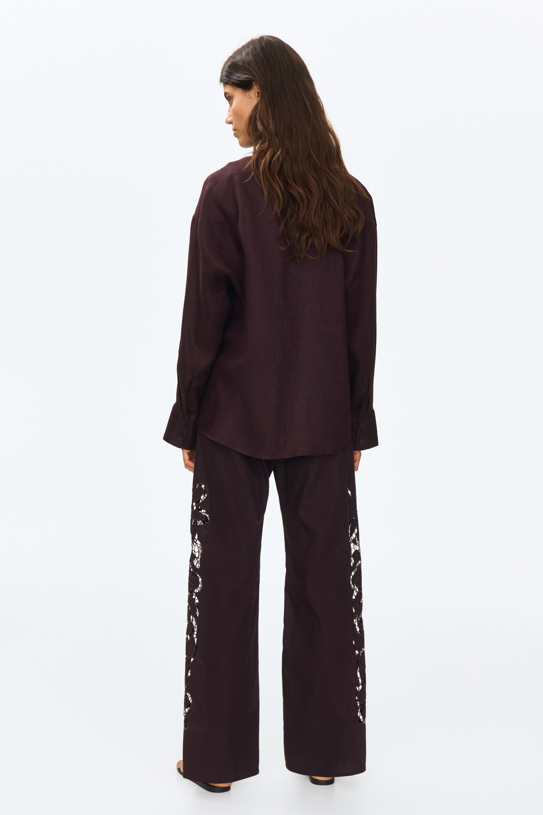 MAMA Pantalon avec broderie anglaise