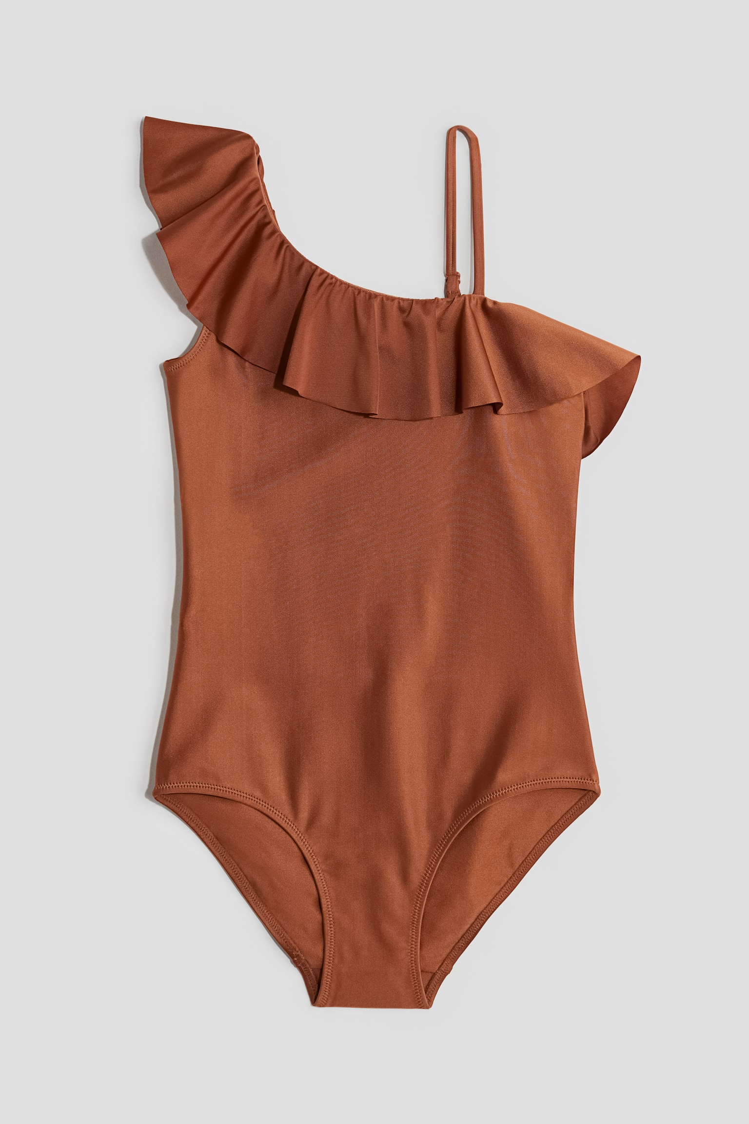 One Shoulder Swimsuit - Brown/Black/Black/Dark green - 1