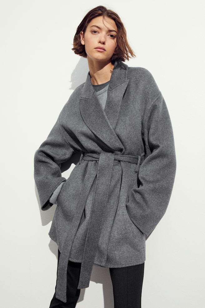 Wool-blend coat - Dark grey/Light beige - 3