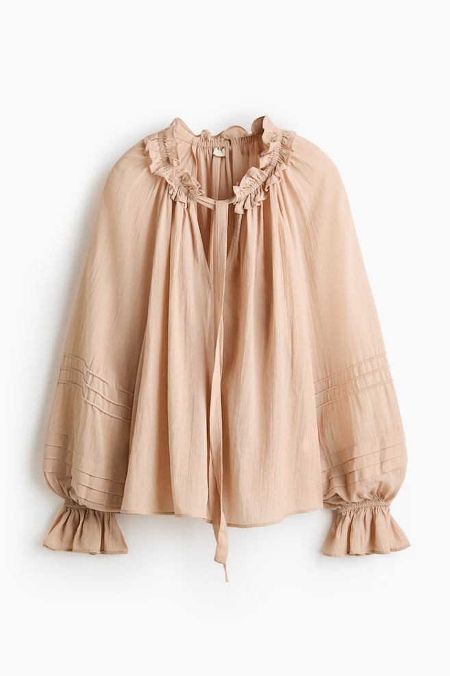 Ruffle-Collar Blouse - Beige - 1