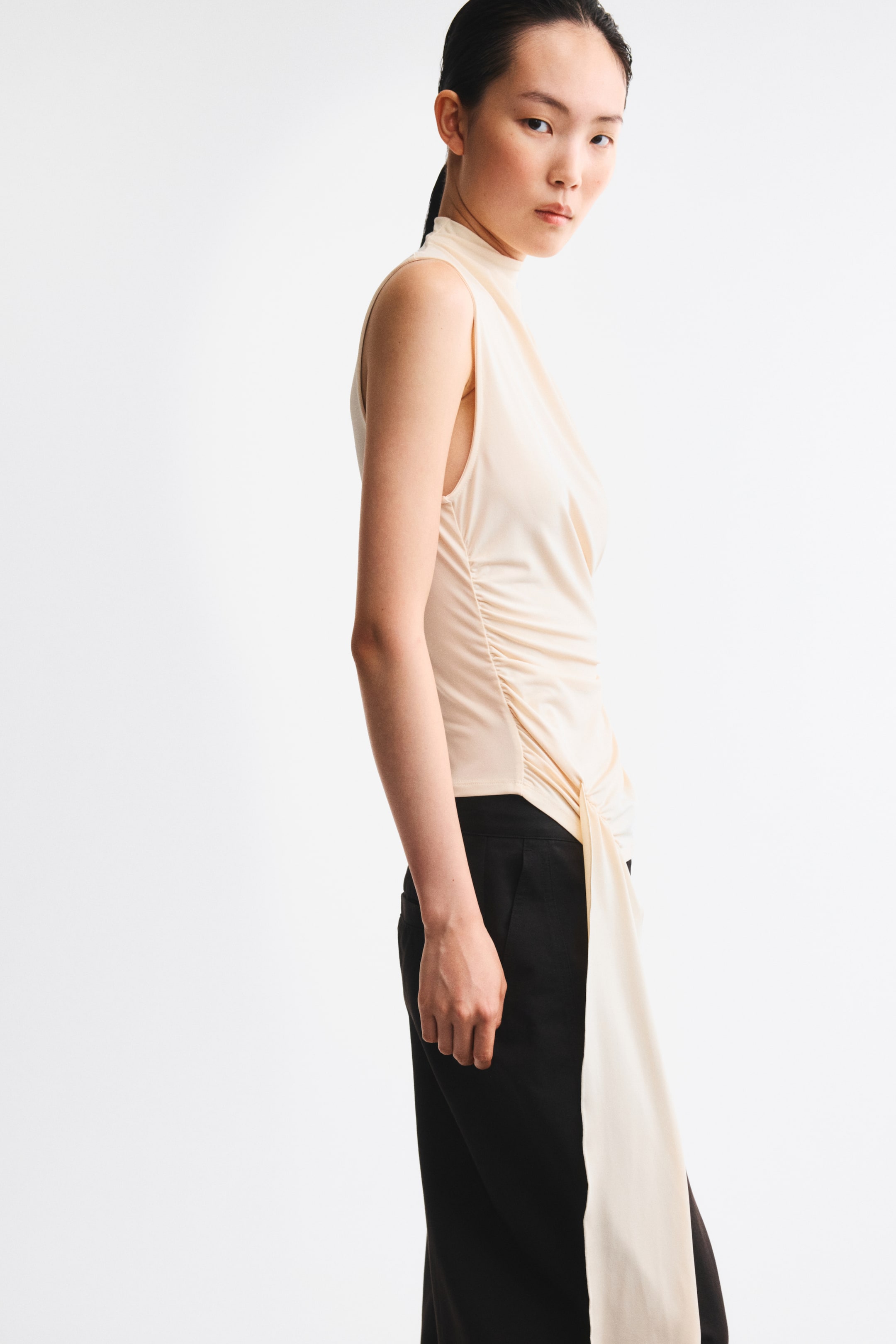 Draped-Panel Jersey Top