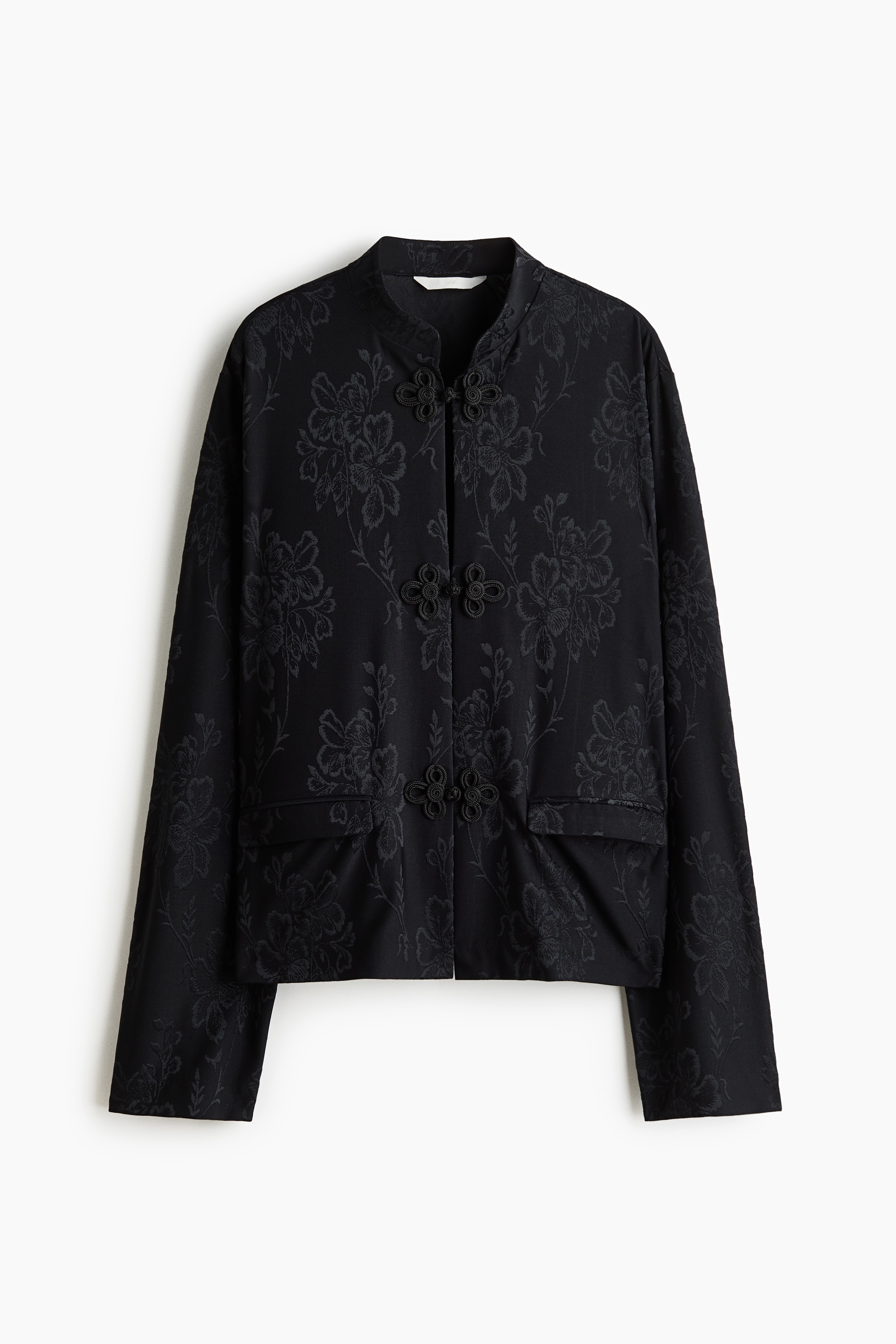 Jacquard-jersey knot-button jacket - Black