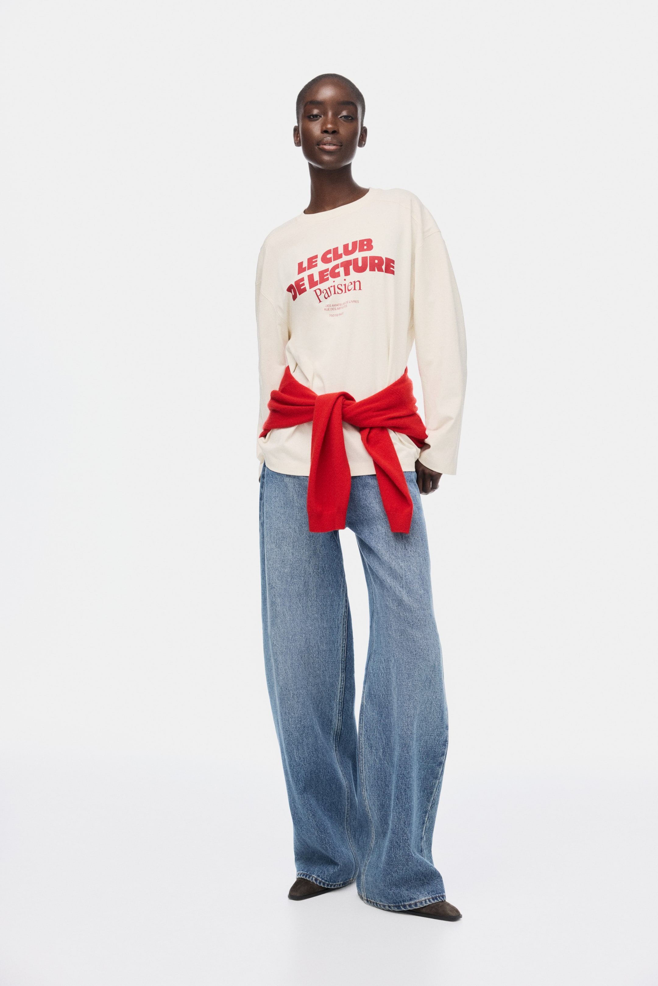 EMERY ROSE Felpa oversize casual e minimalista da donna con stampa di