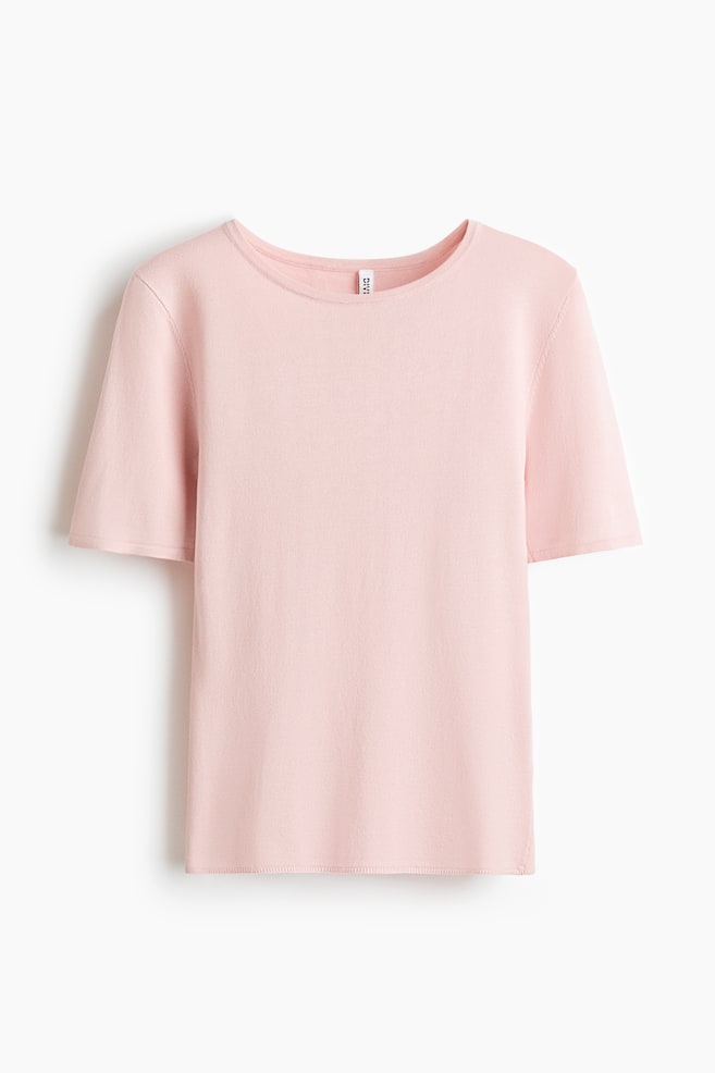 Fine-Knit T-Shirt - Light pink/Green/Black/White/blue striped - 1