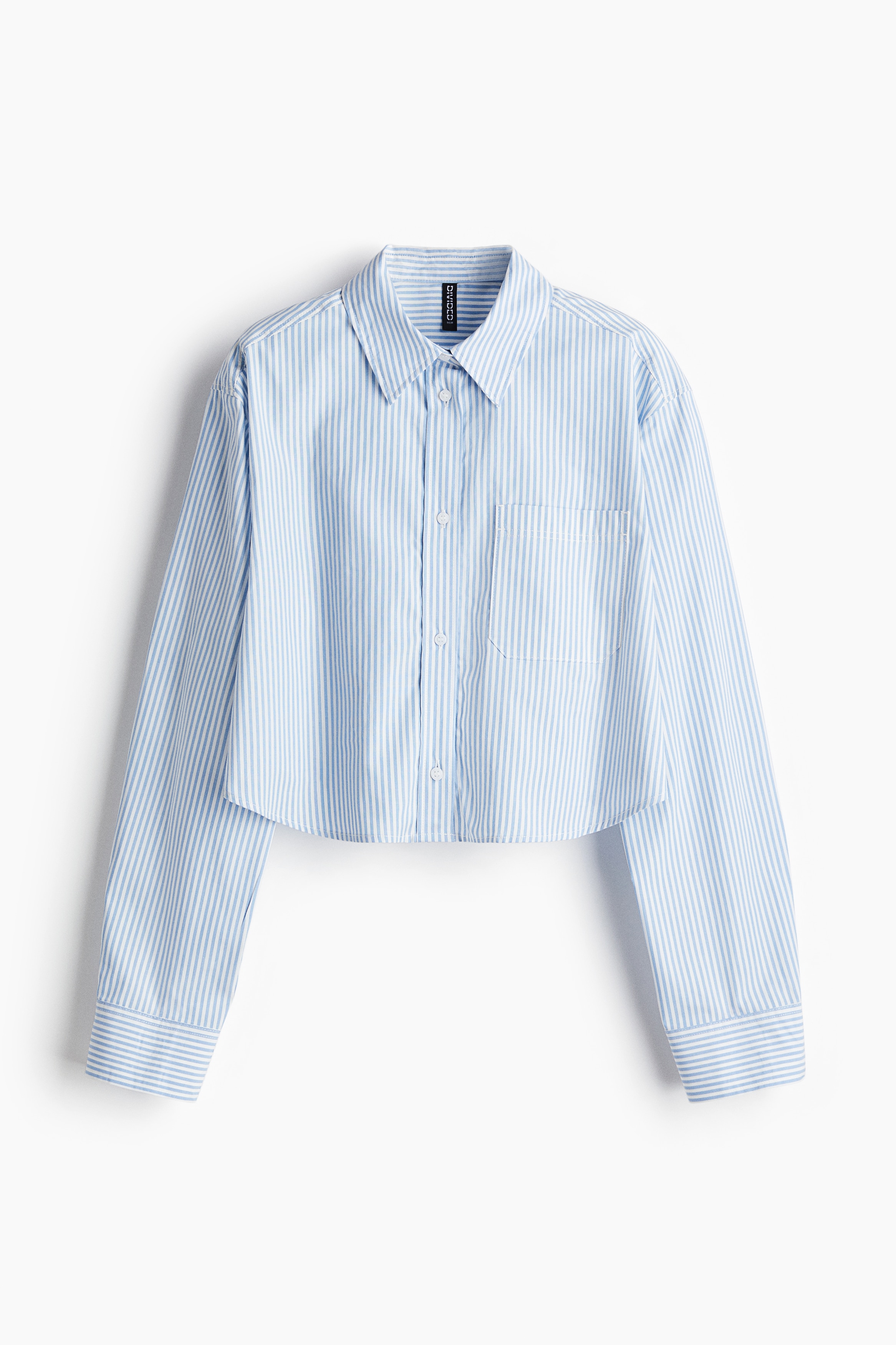 Cropped cotton shirt - Blue/Striped/Light blue/White/Light blue/Checked/Light blue/Checked