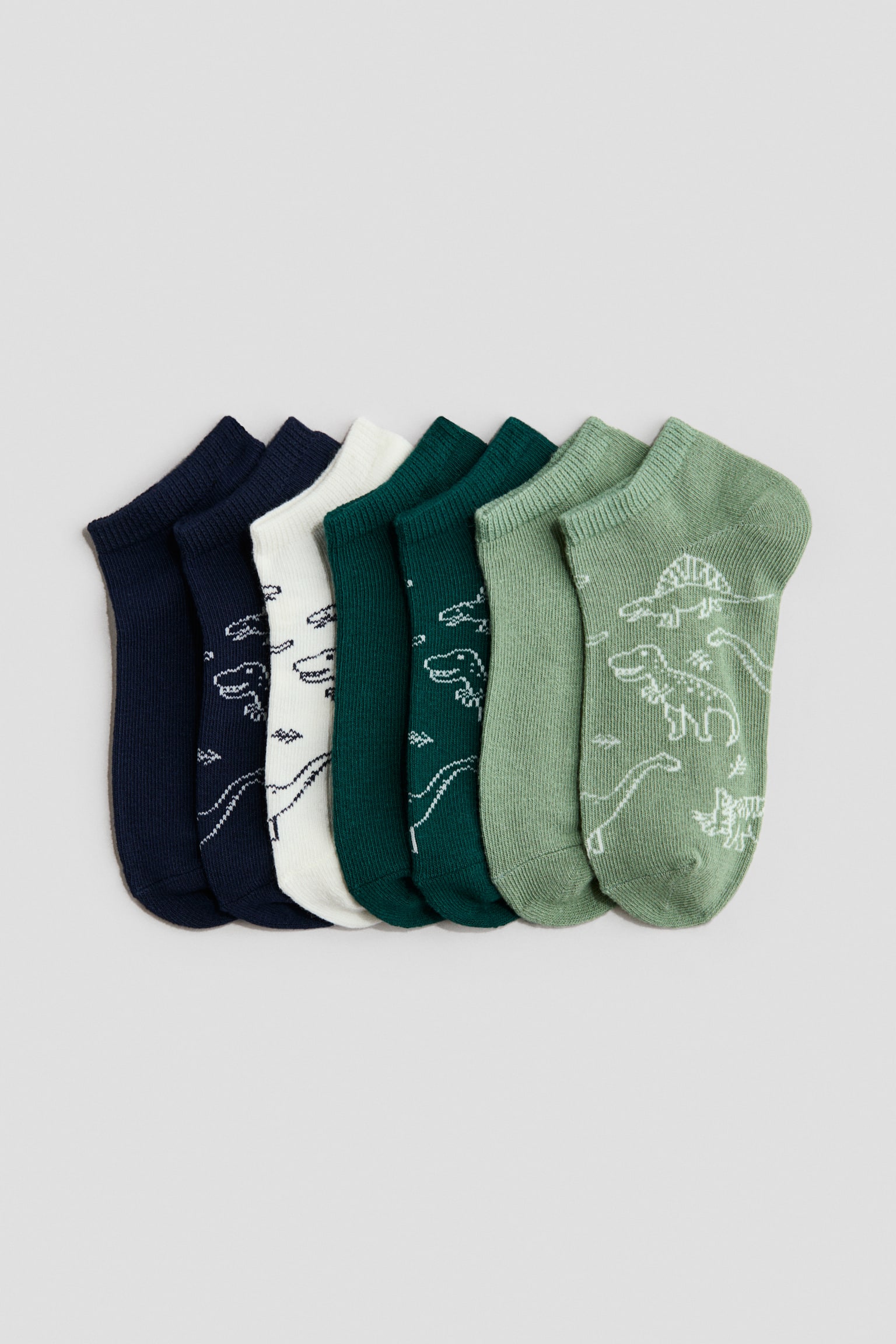 7-pack trainer socks - Dark green/Dinosaurs/Black/Football - 1