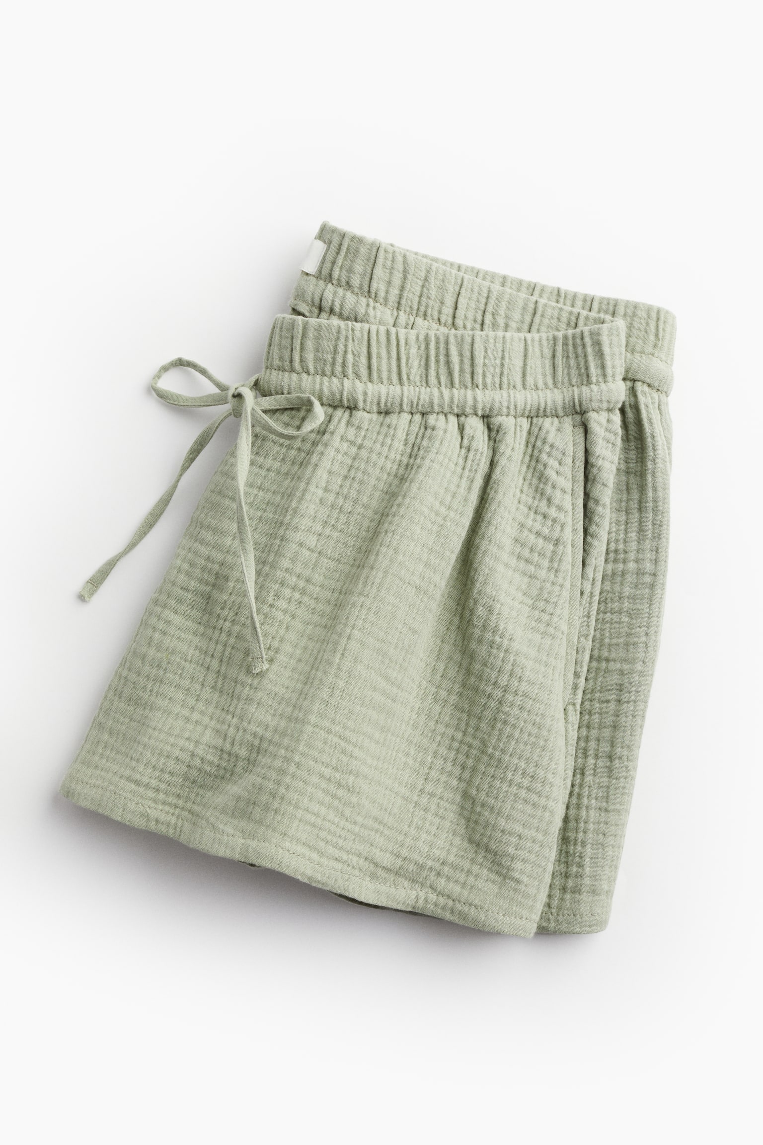 MAMA Before & After Cotton Muslin Shorts - Light khaki green/White - 3