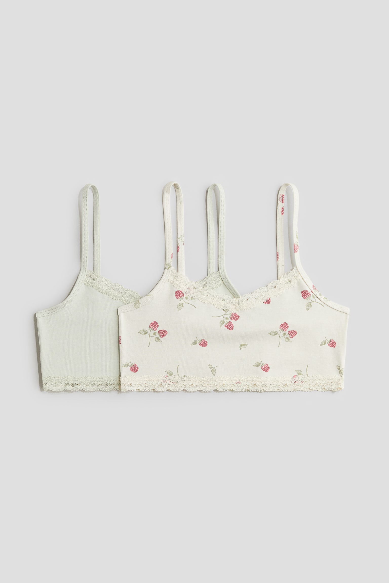 2-pack lace-trimmed strappy tops - Cream/Raspberries - 1