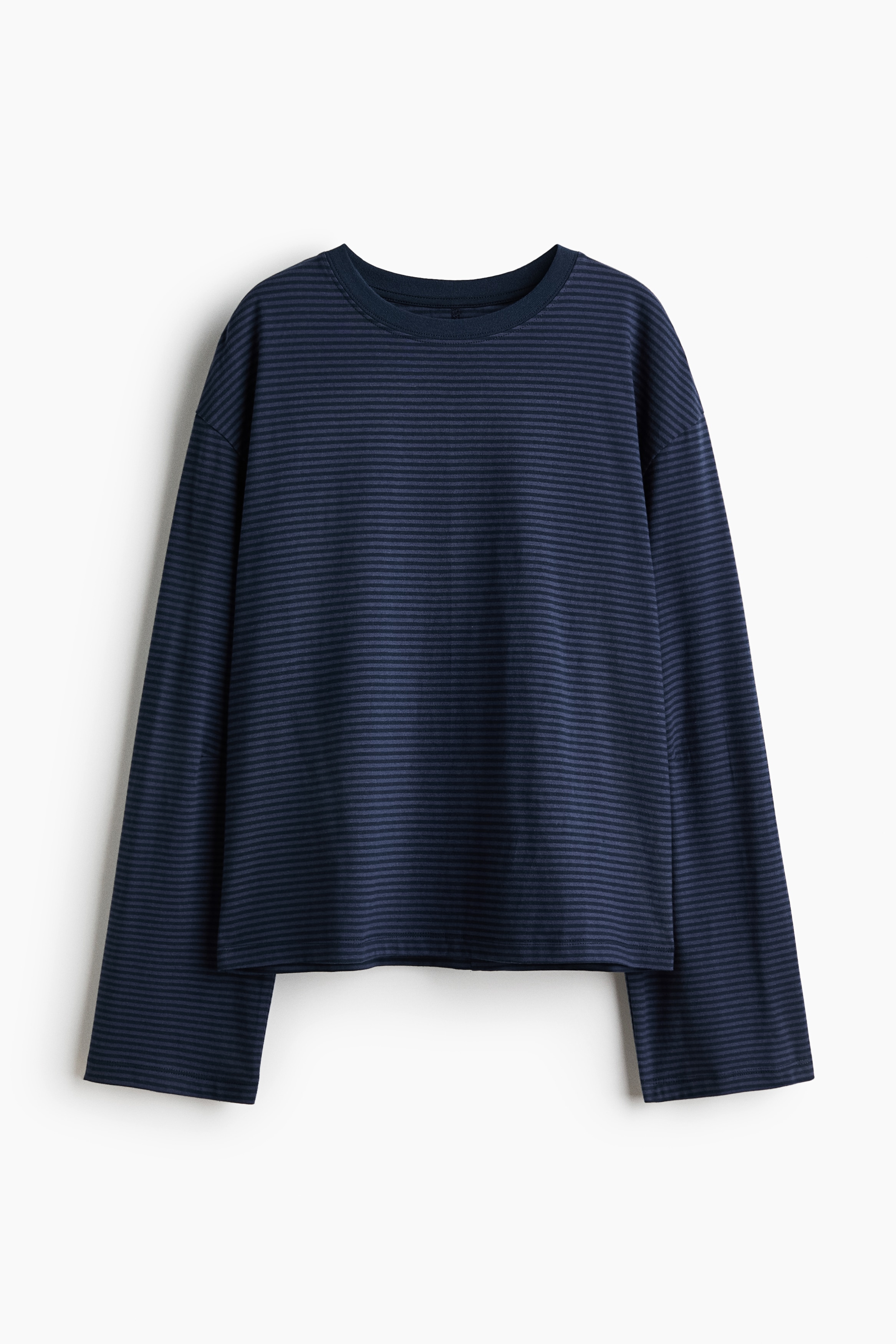 Long-Sleeved Cotton Top - Dark blue/striped/Pink/striped/Dark brown/striped/Gray melange/striped