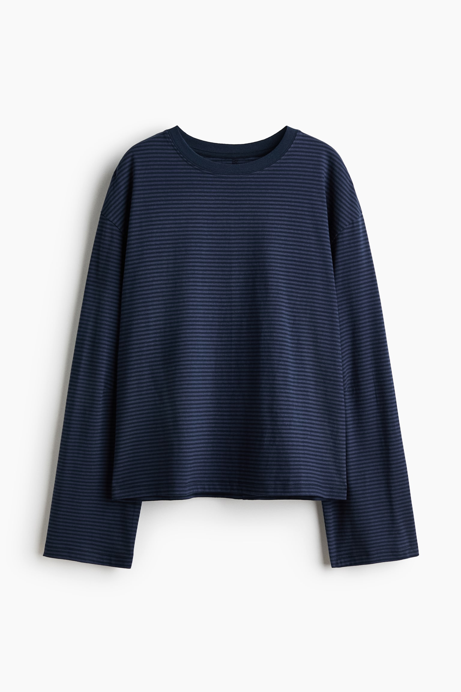 Long-sleeved cotton top - Dark blue/Striped/Dark brown/Striped/Pink/Striped/Grey marl/Striped
