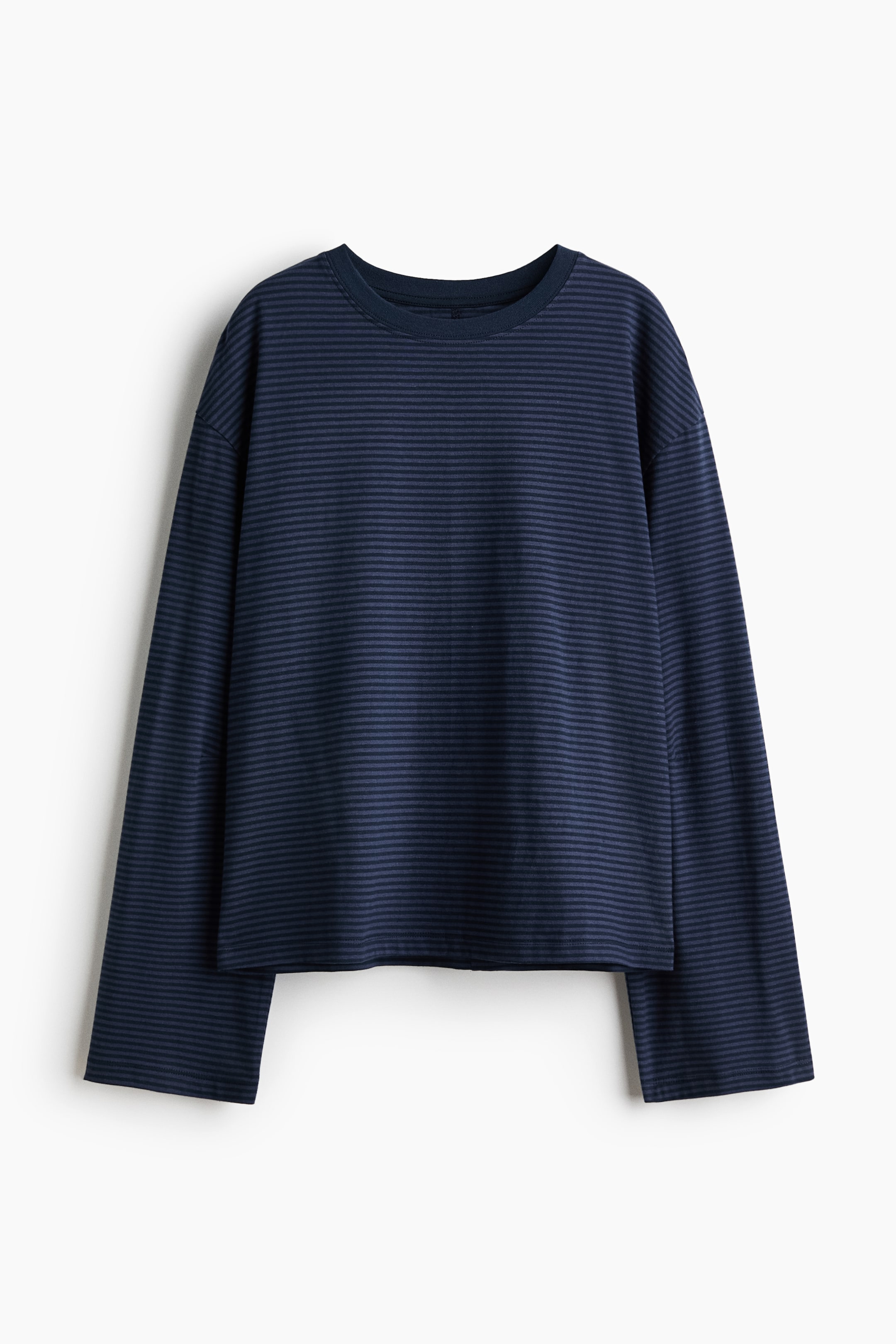 View larger image: Long-sleeved cotton top - Dark blue/Striped - Ladies | H&M 1