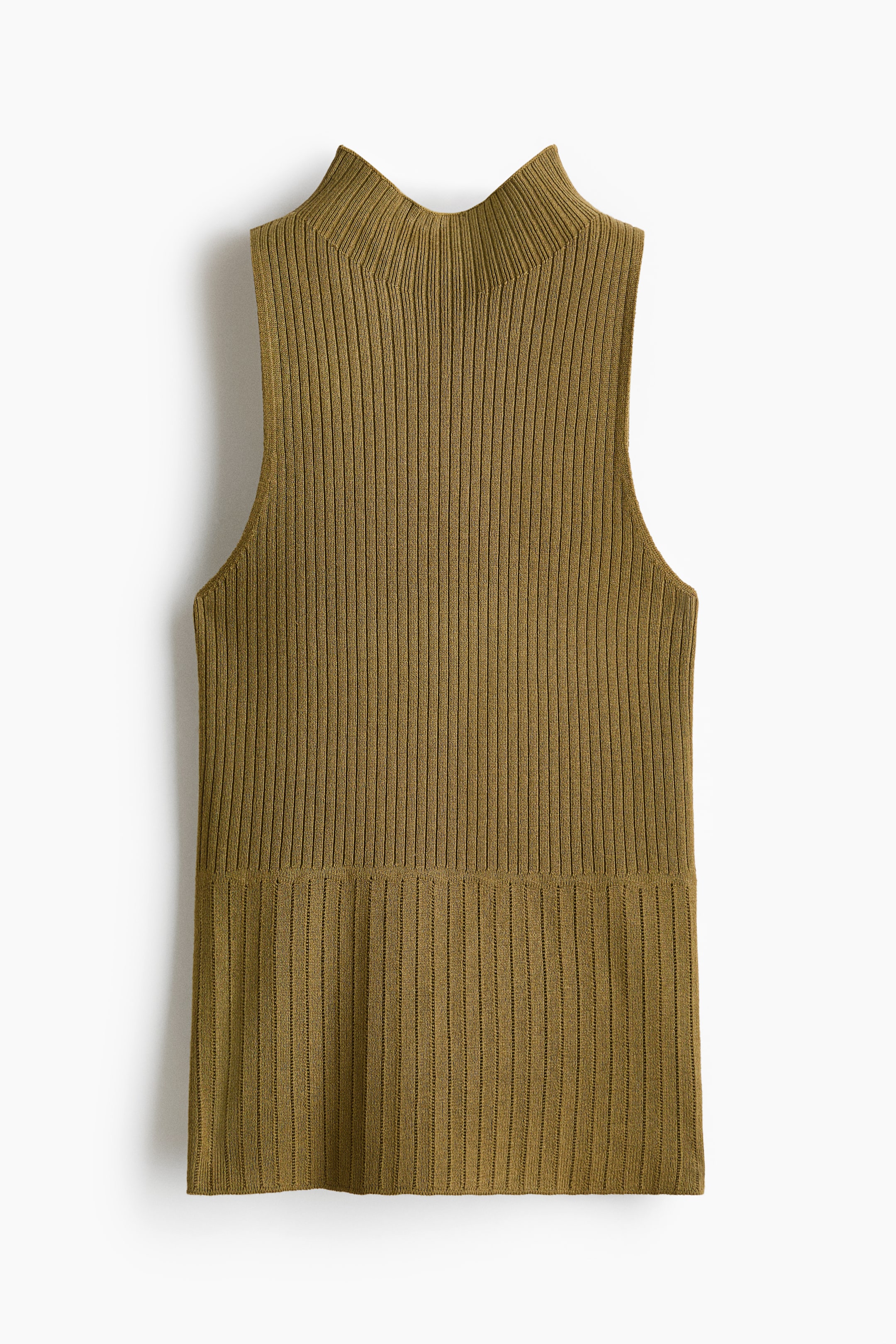 Ver imagen más grande: Top de canalé con cuello perkins - Verde aceituna - MUJER | H&M ES 1