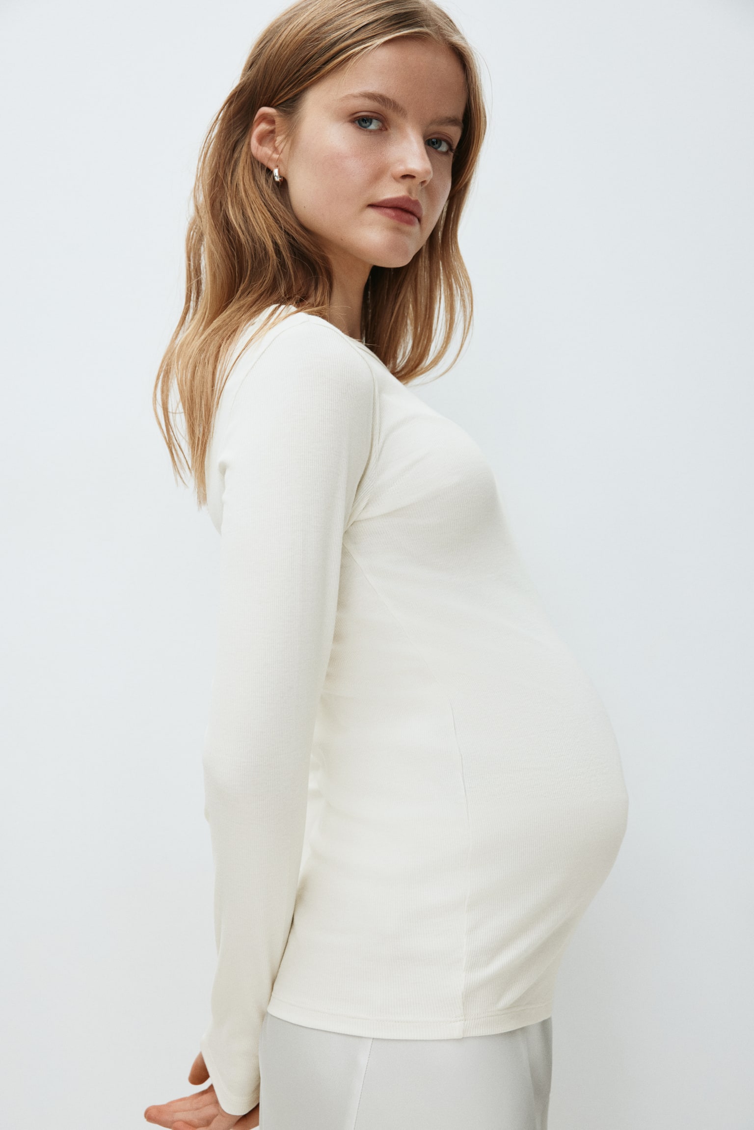 MAMA Ribbed jersey top - Cream/Black/Light beige marl/Light green/Dusty pink/Light pink - 4