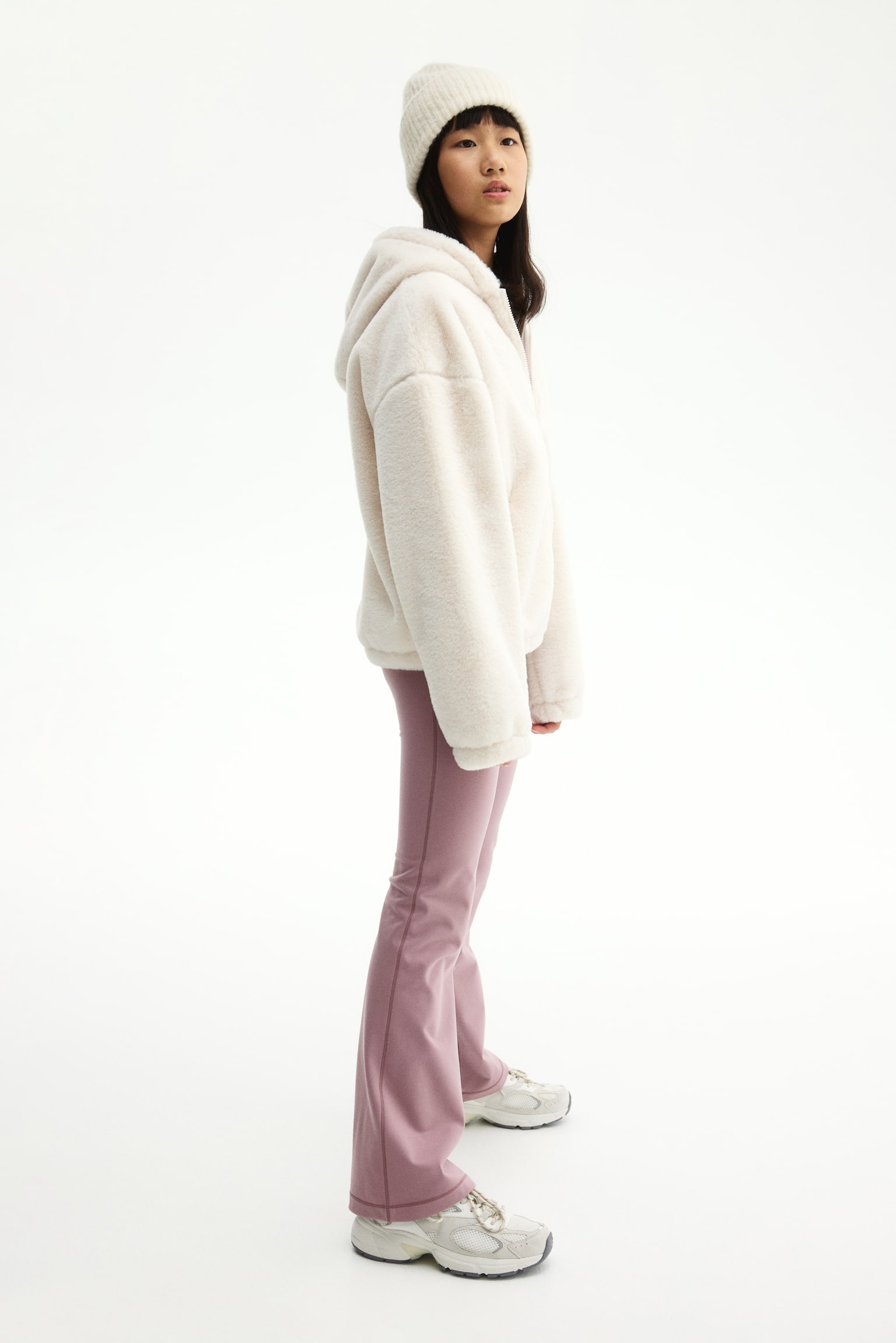 Fleece-lined sports leggings with SoftMove™ - Dusty pink/Navy blue/Black/Burgundy/Ivory - 5