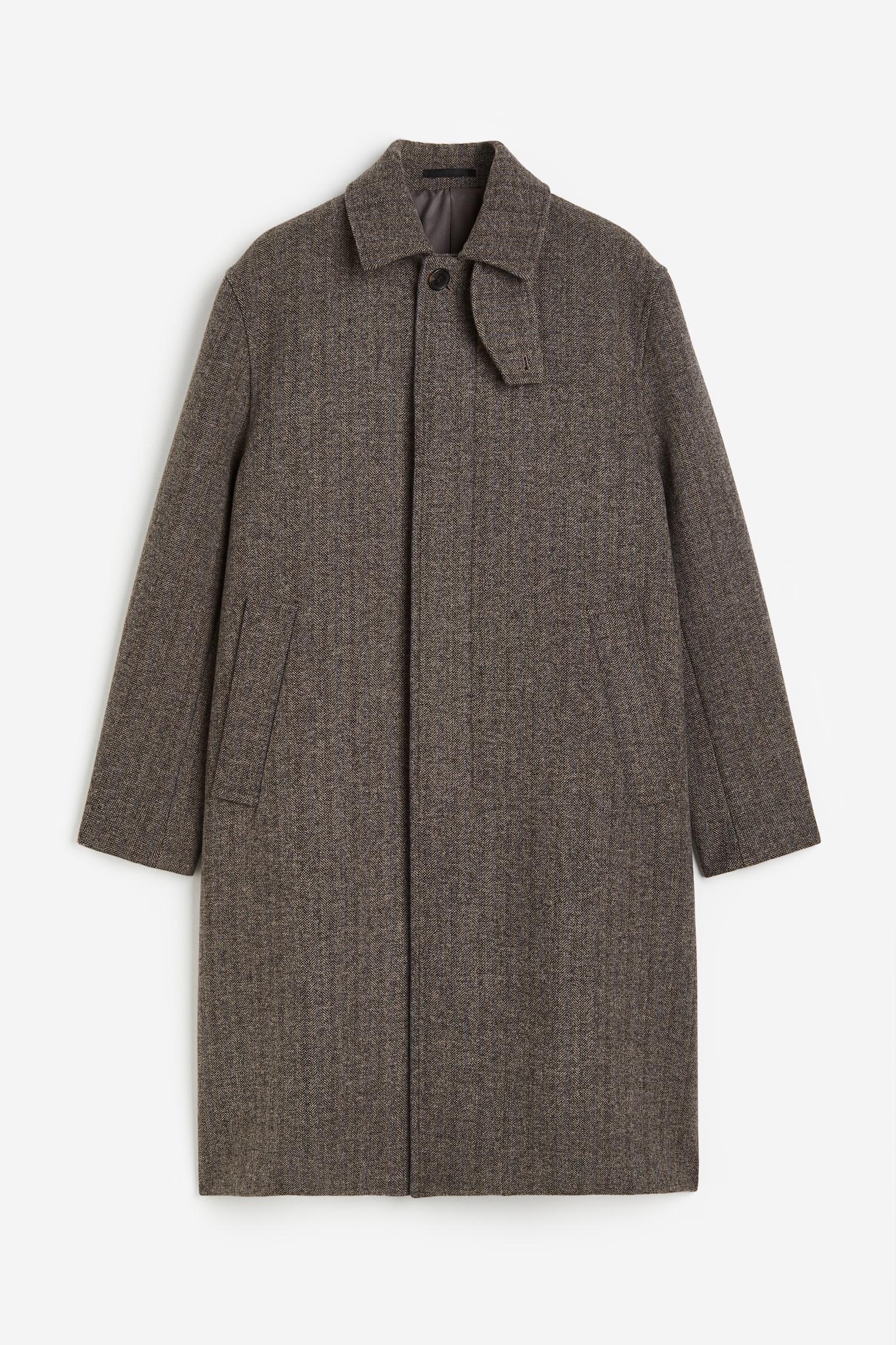 Loose Fit Wool Blend Car Coat - Dark brown - 1