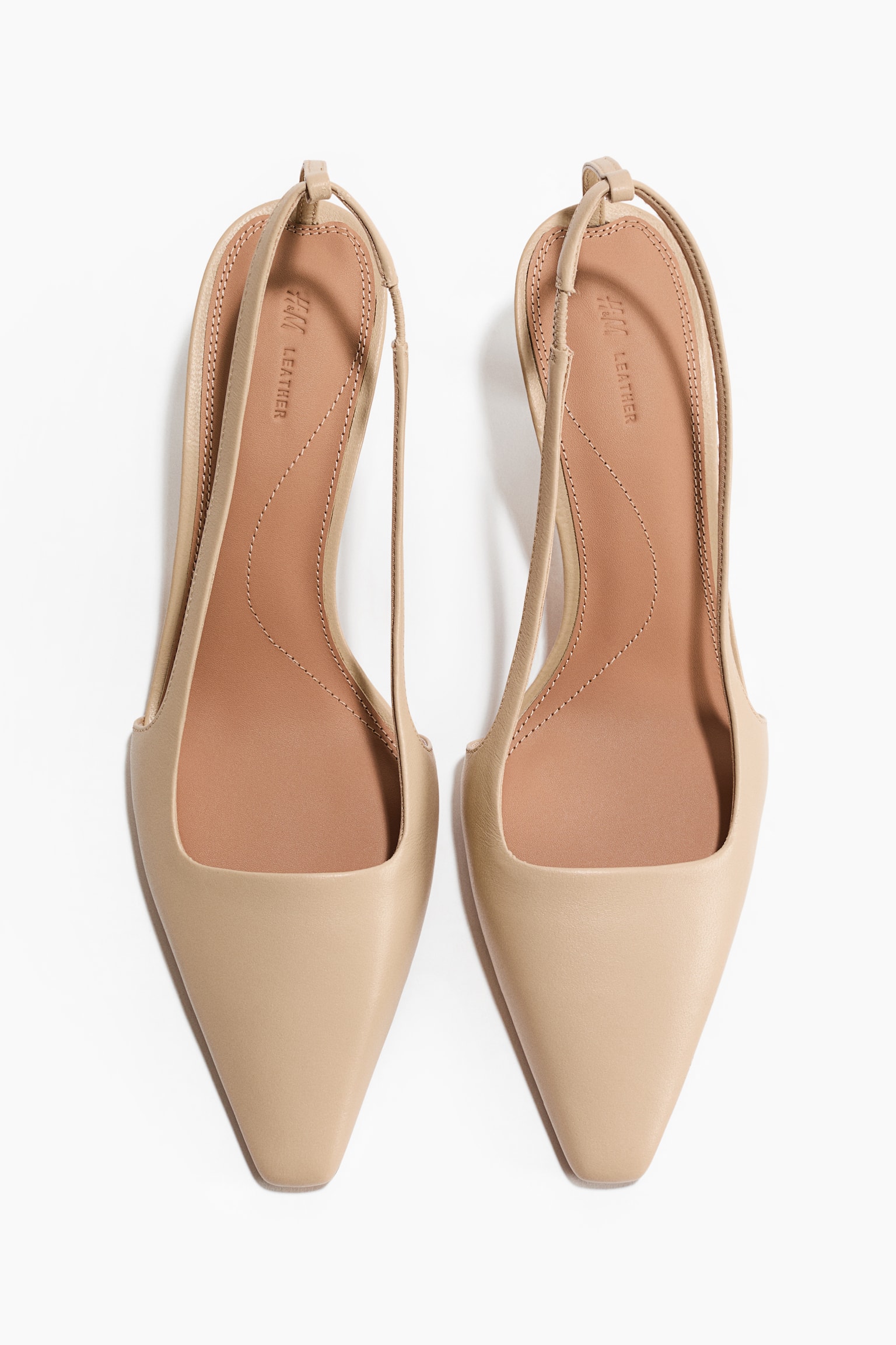 Kožené lodičky s ihličkovým opätkom - Béžová/Tmavohnedá - 3