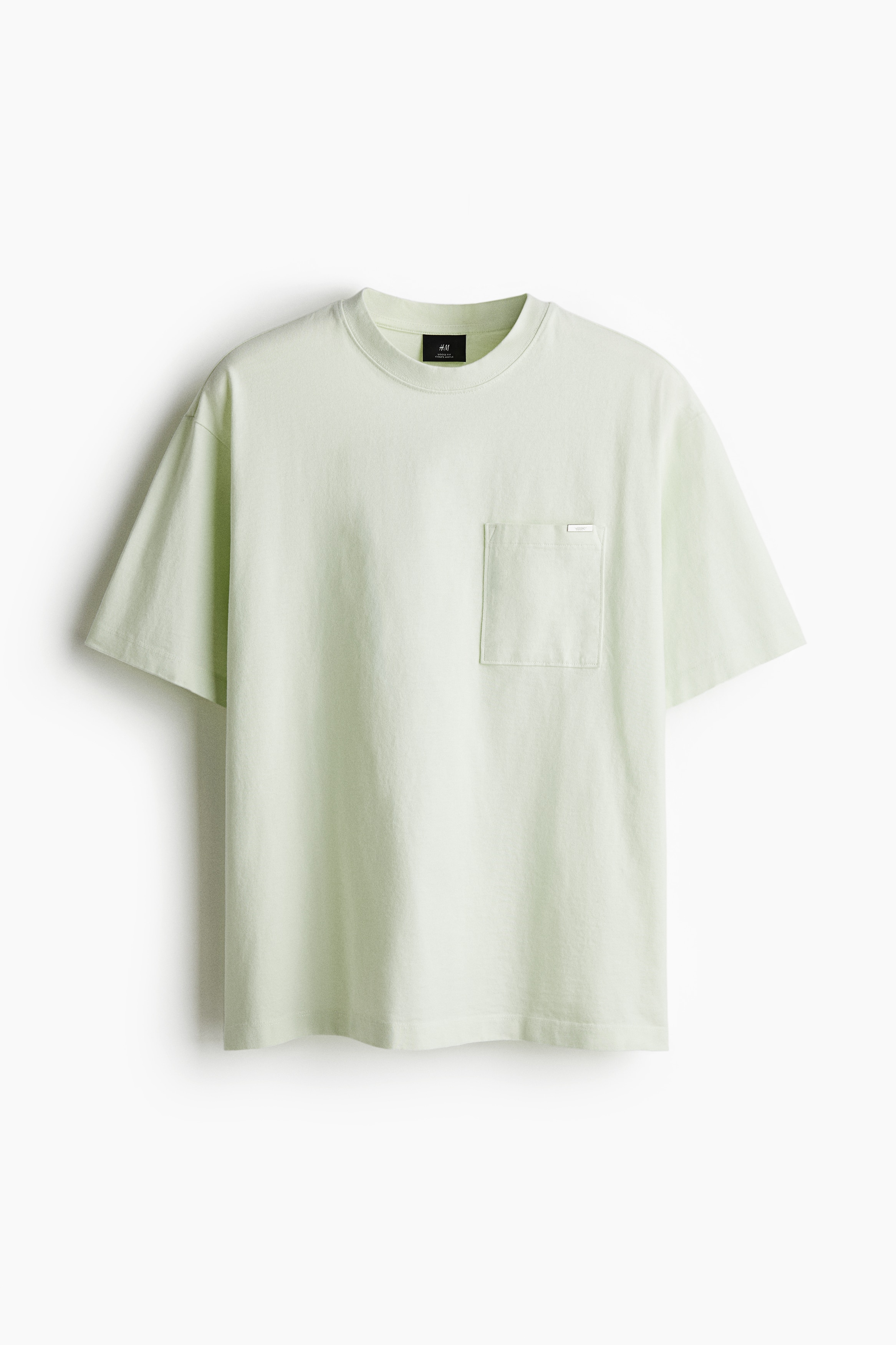 T-shirt com efeito lavado Loose Fit - Verde claro/Branco