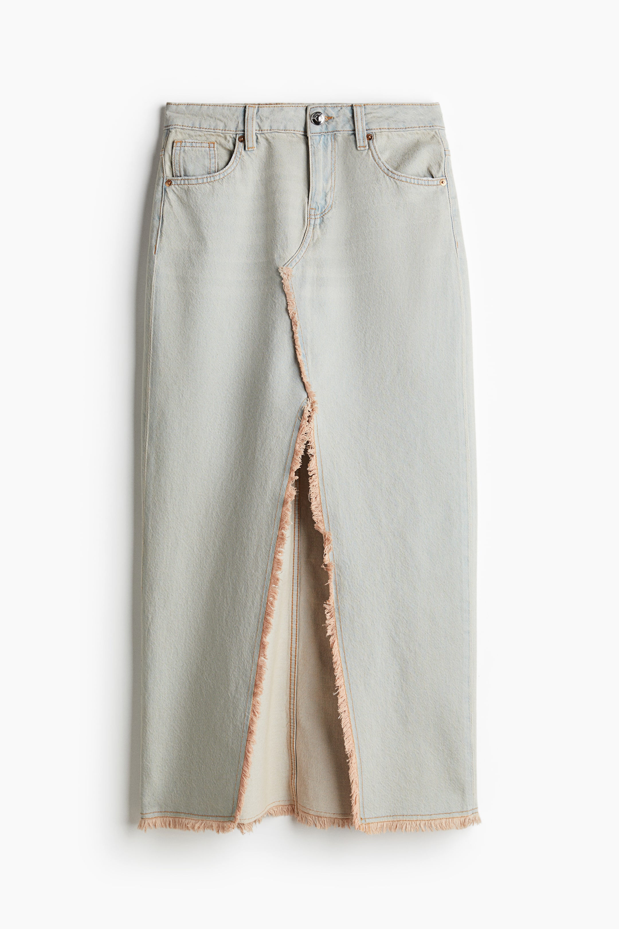 Frayed Edge Denim Skirt Pale Denim Blue Ladies Handm Us 7792