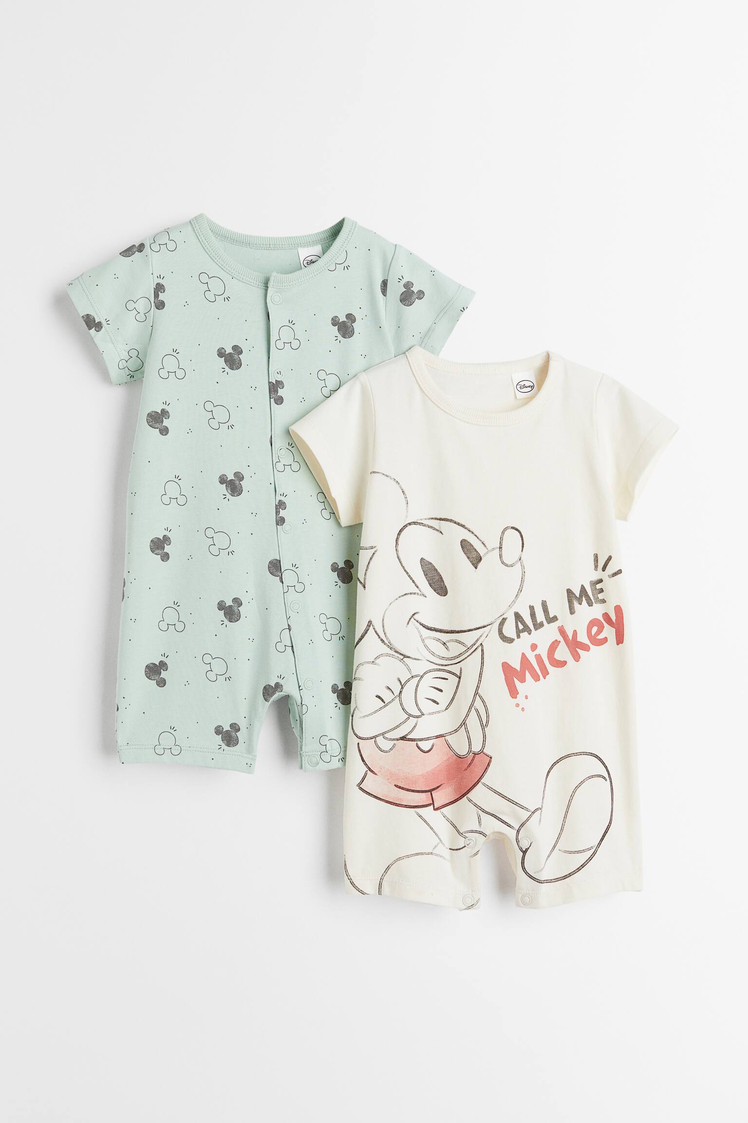 2-pack Cotton Pyjamas - Light green/Mickey Mouse/Light pink/Minnie Mouse/Cream/Winnie the Pooh - 1