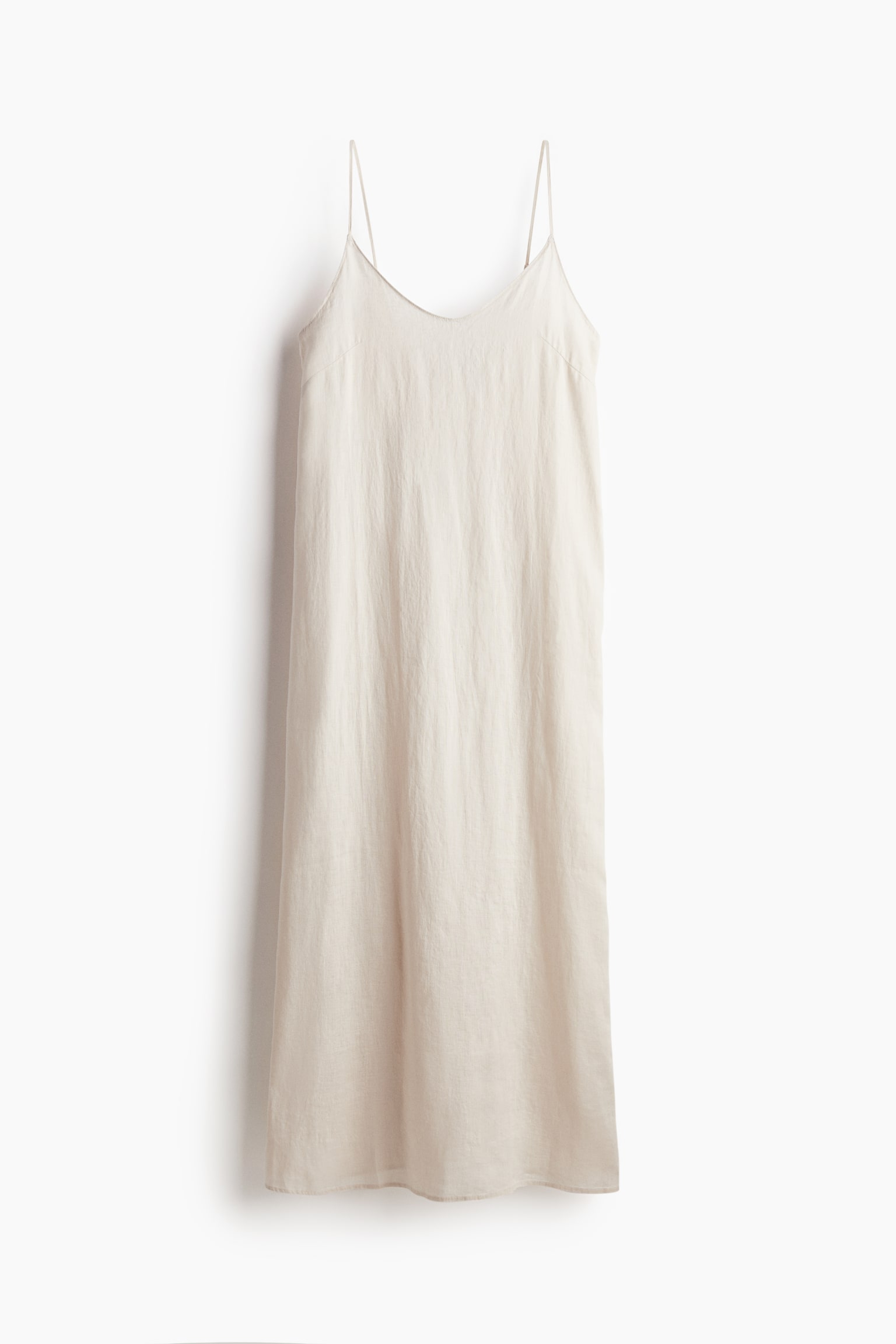 Linen strappy dress - Light beige/Black - 1