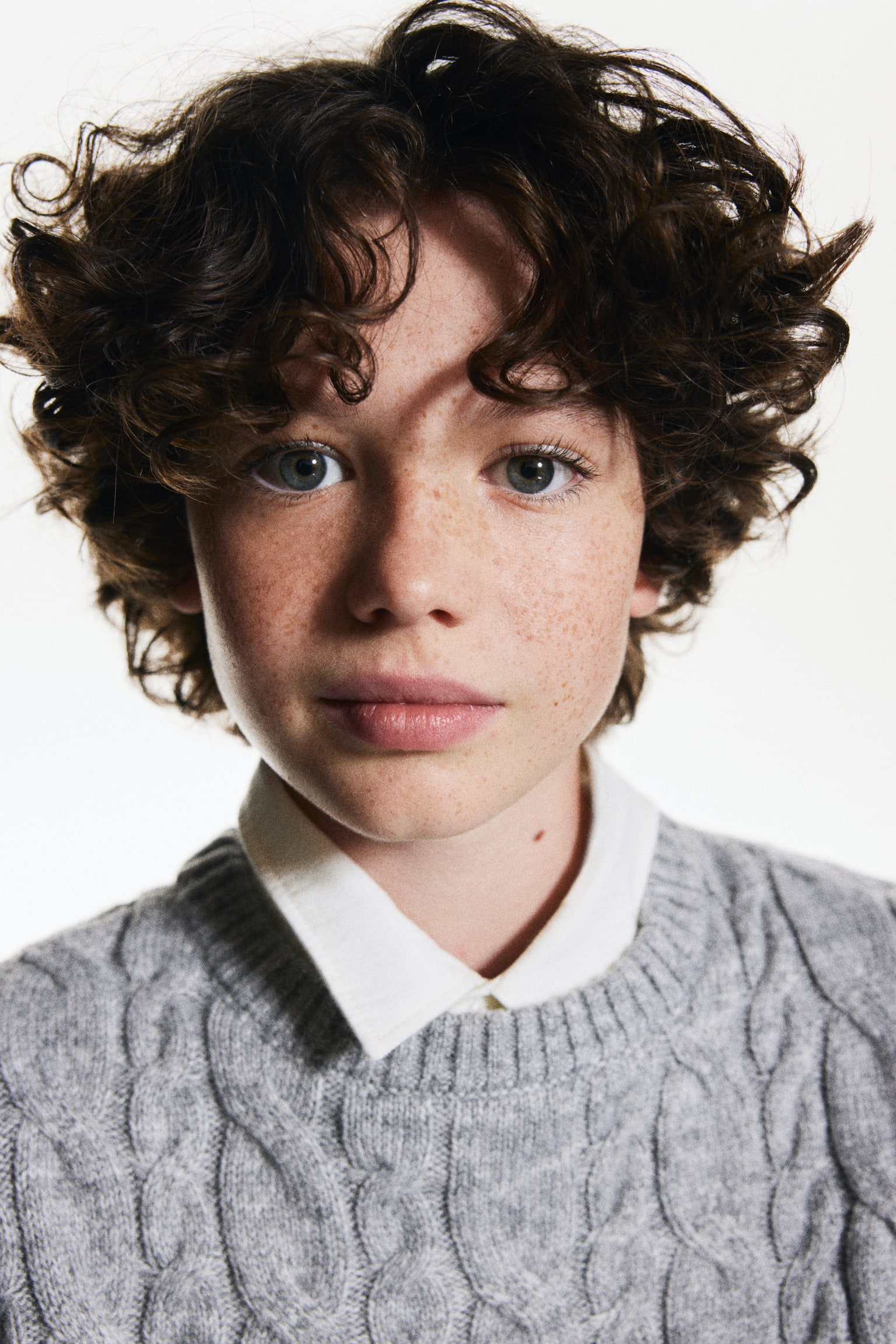 Cable-knit jumper - Grey marl - 4