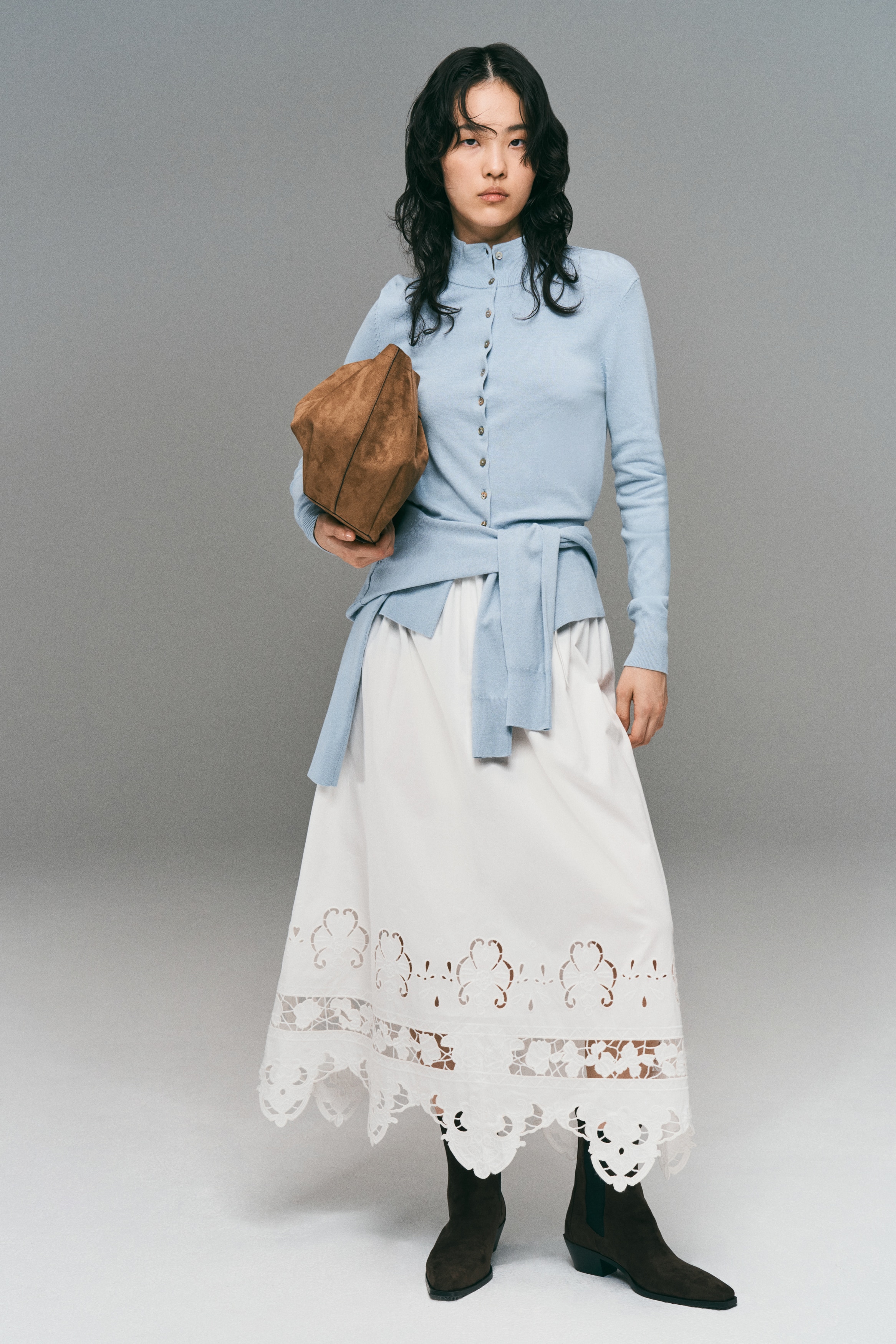 H & M - イギリス刺繍コットンスカート - ホワイト